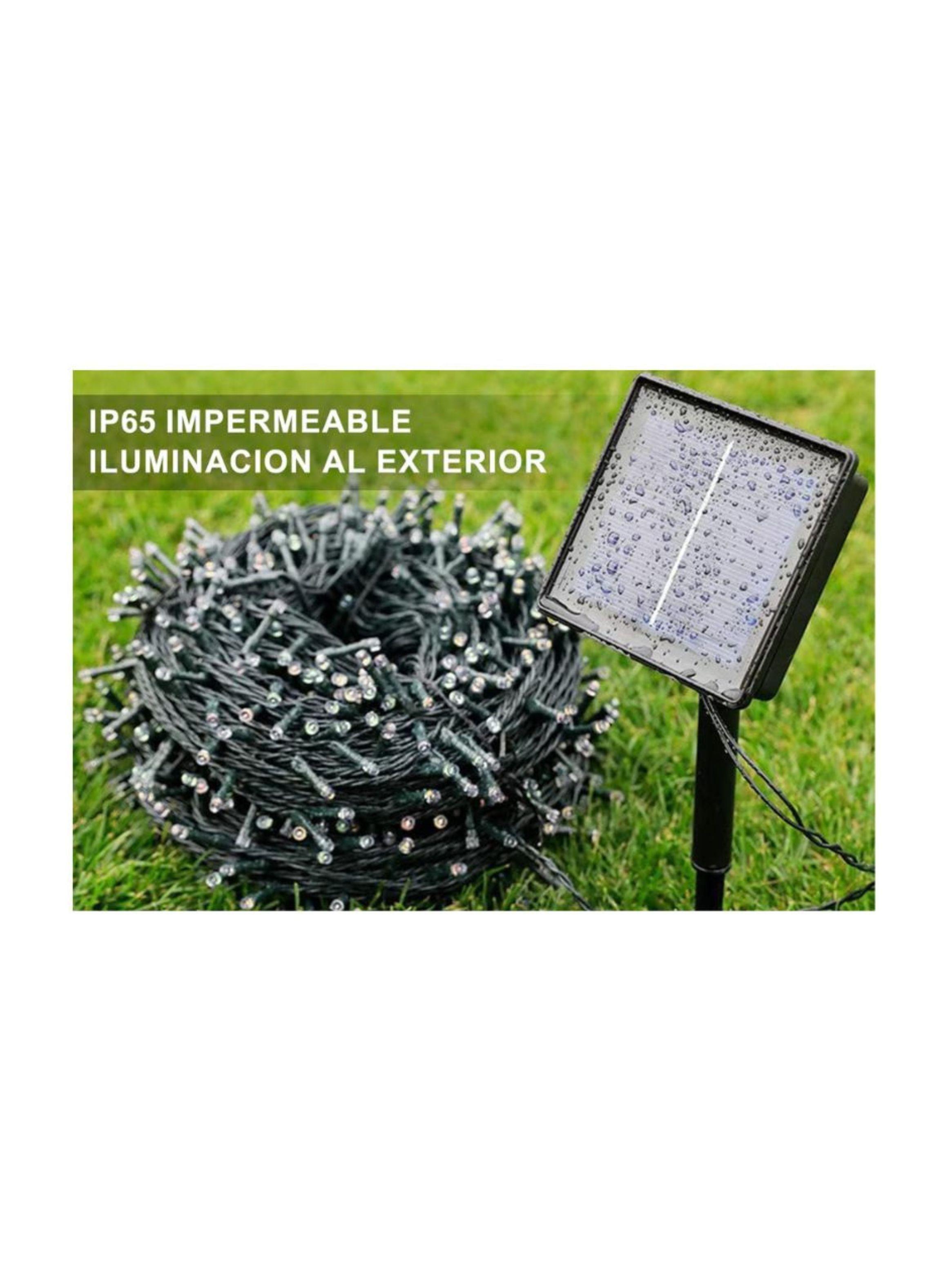 Luces De Exteriores 200 LED Amarillas Con Panel Solar 20 Metros-3