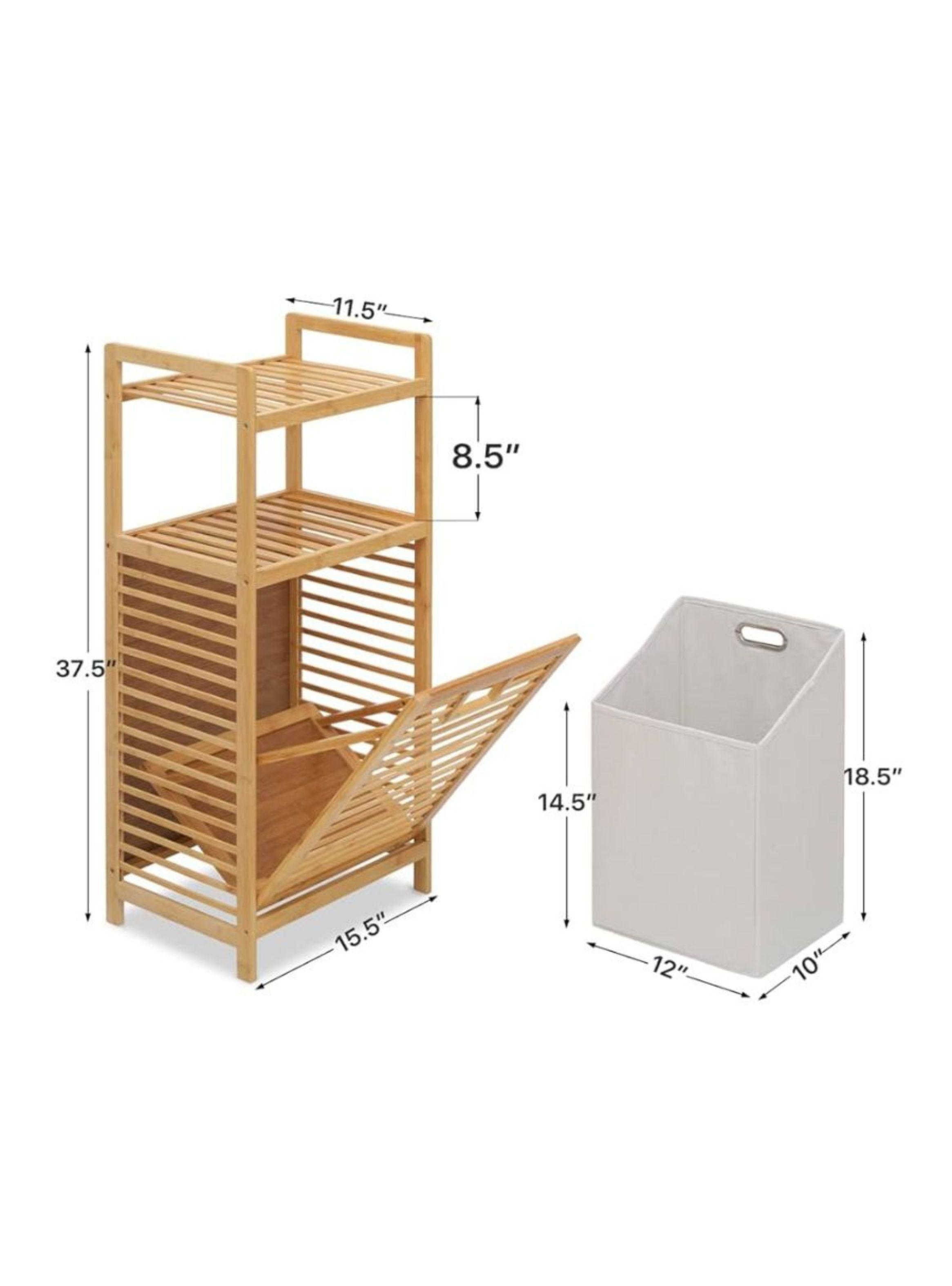 Organizador De Ropa Sucia 3 Niveles Con Canasta Plegable-1