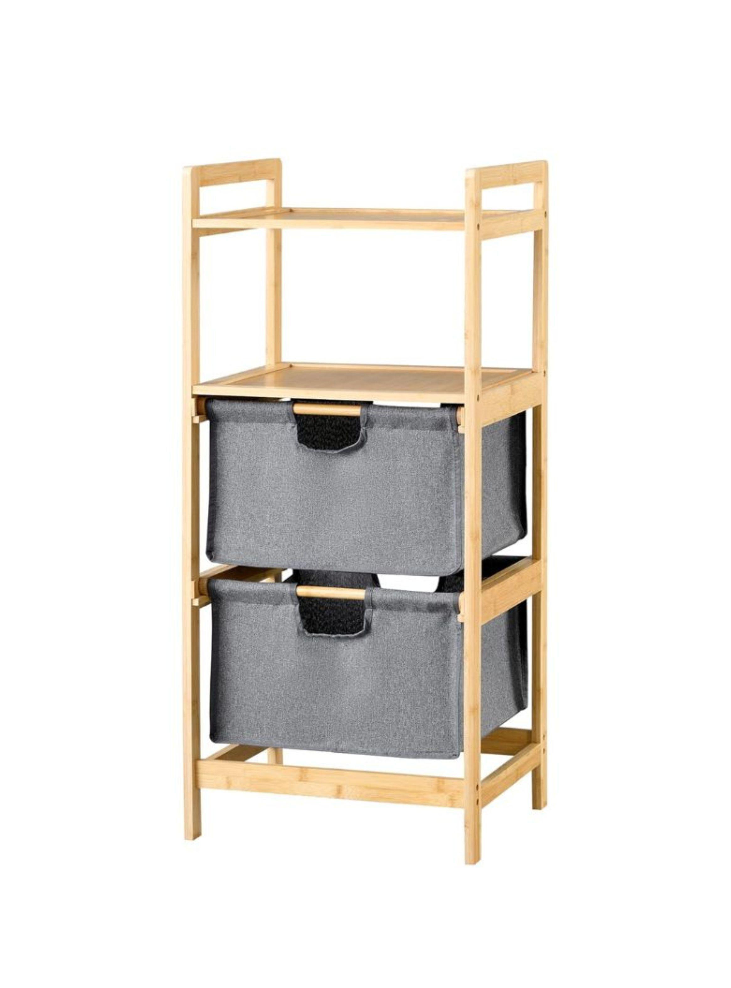 Estante Mueble Bambu Cajones Baño Organizador Gris-0