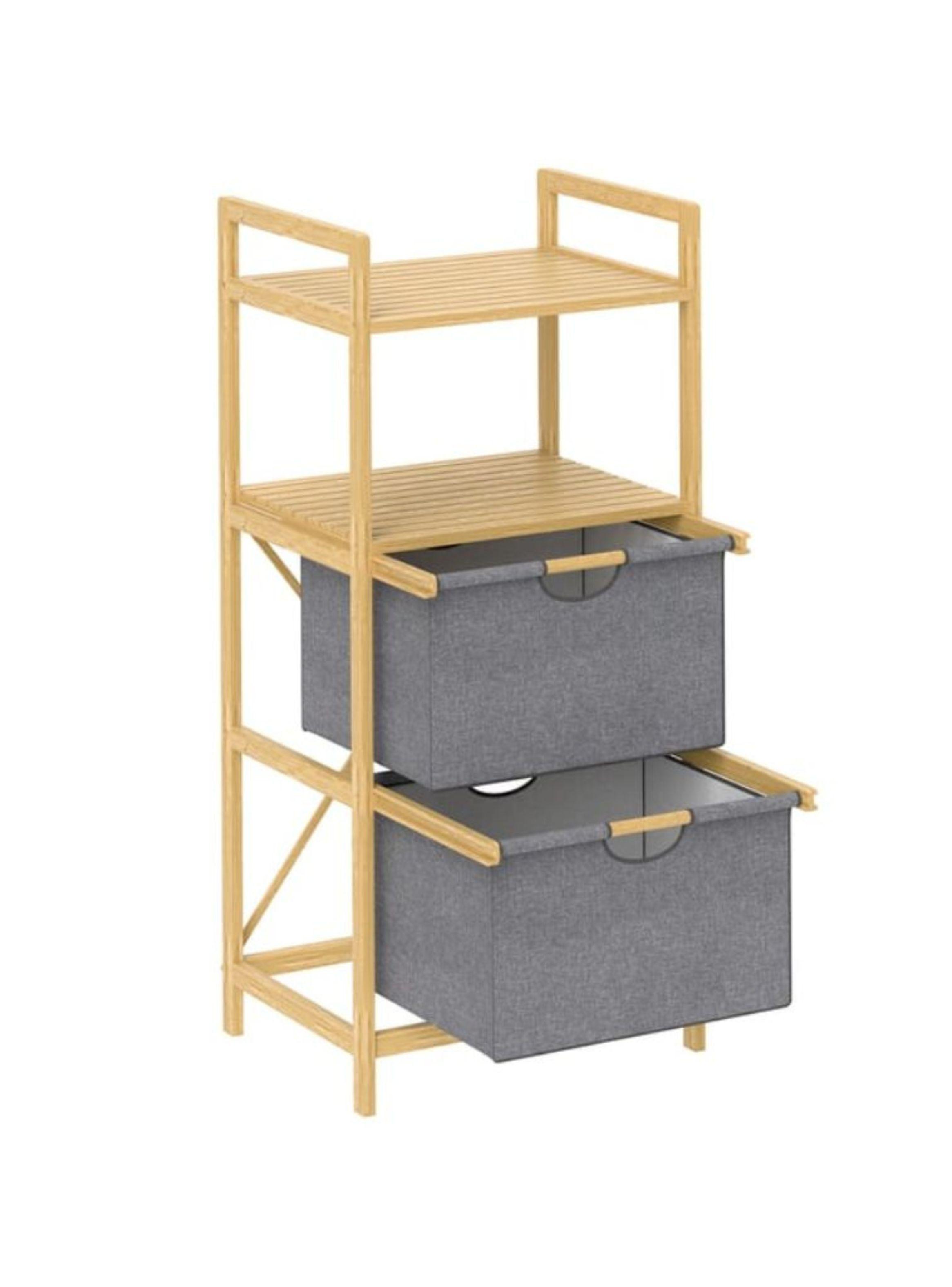 Estante Mueble Bambu Cajones Baño Organizador Gris-1