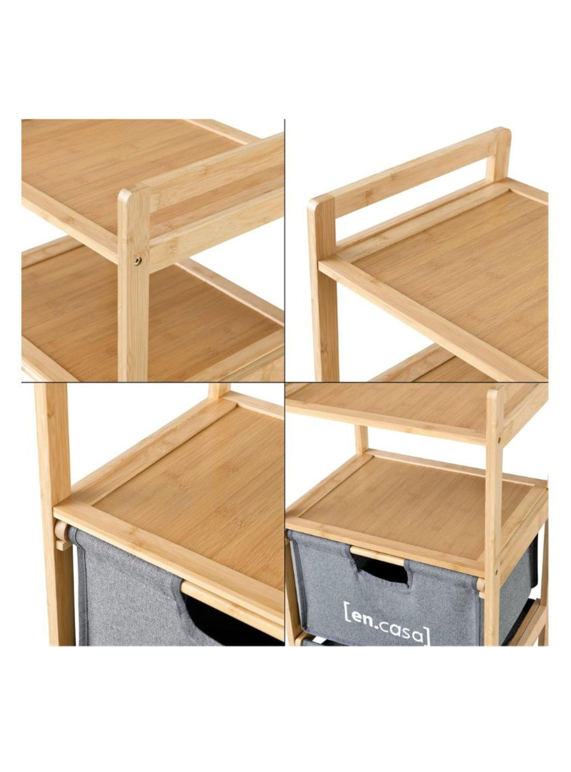 Estante Mueble Bambu Cajones Baño Organizador Gris-4