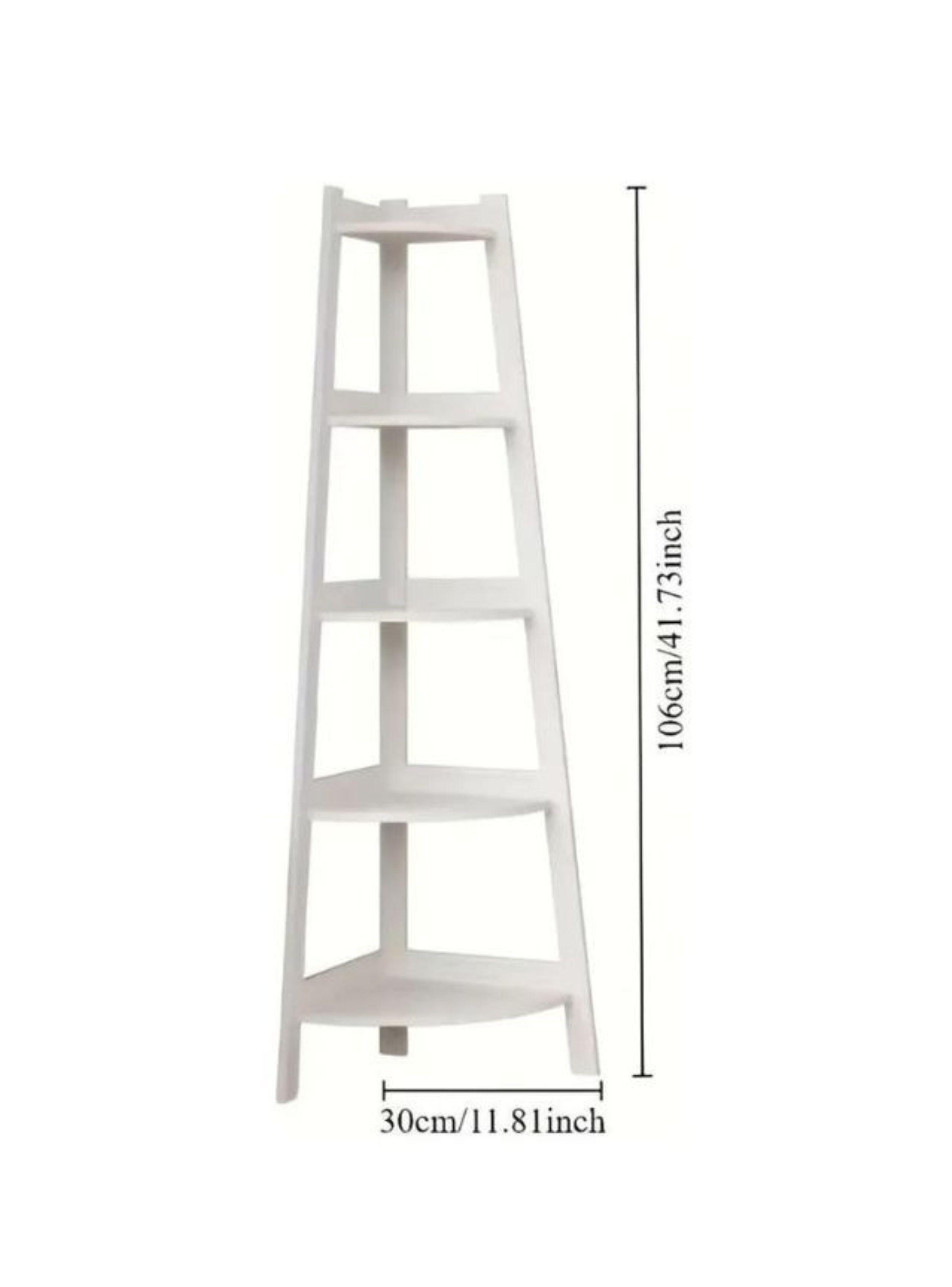 Estante Esquinero 5 Niveles Madera Blanco Organizador 106cm-2