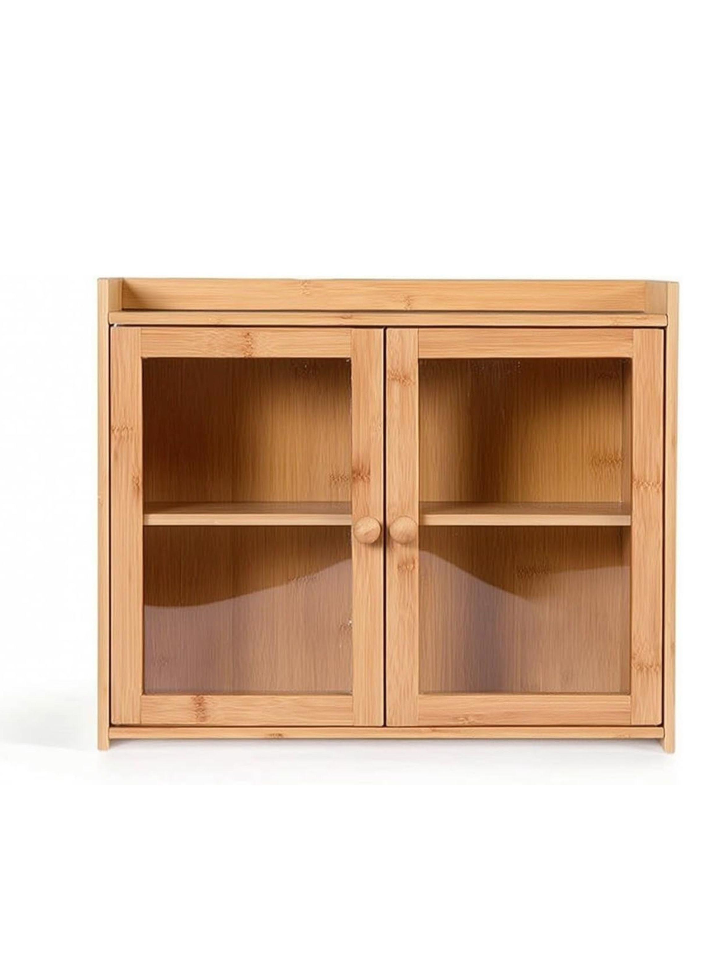 Organizador De Bamb Con Puertas De Vidrio 2 Niveles 40 5x33cm-0
