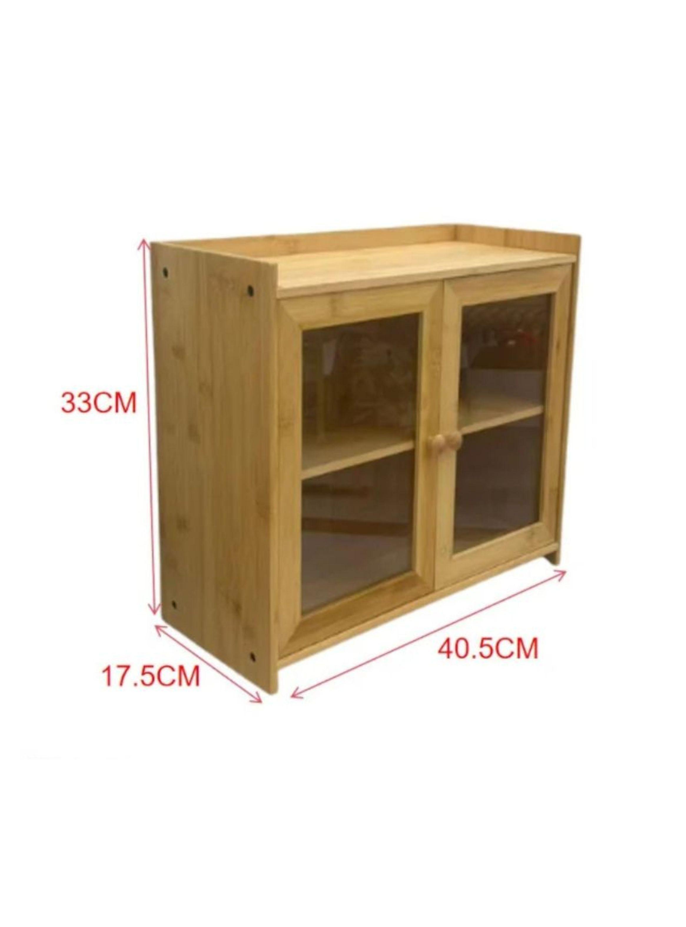 Organizador De Bamb Con Puertas De Vidrio 2 Niveles 40 5x33cm-1