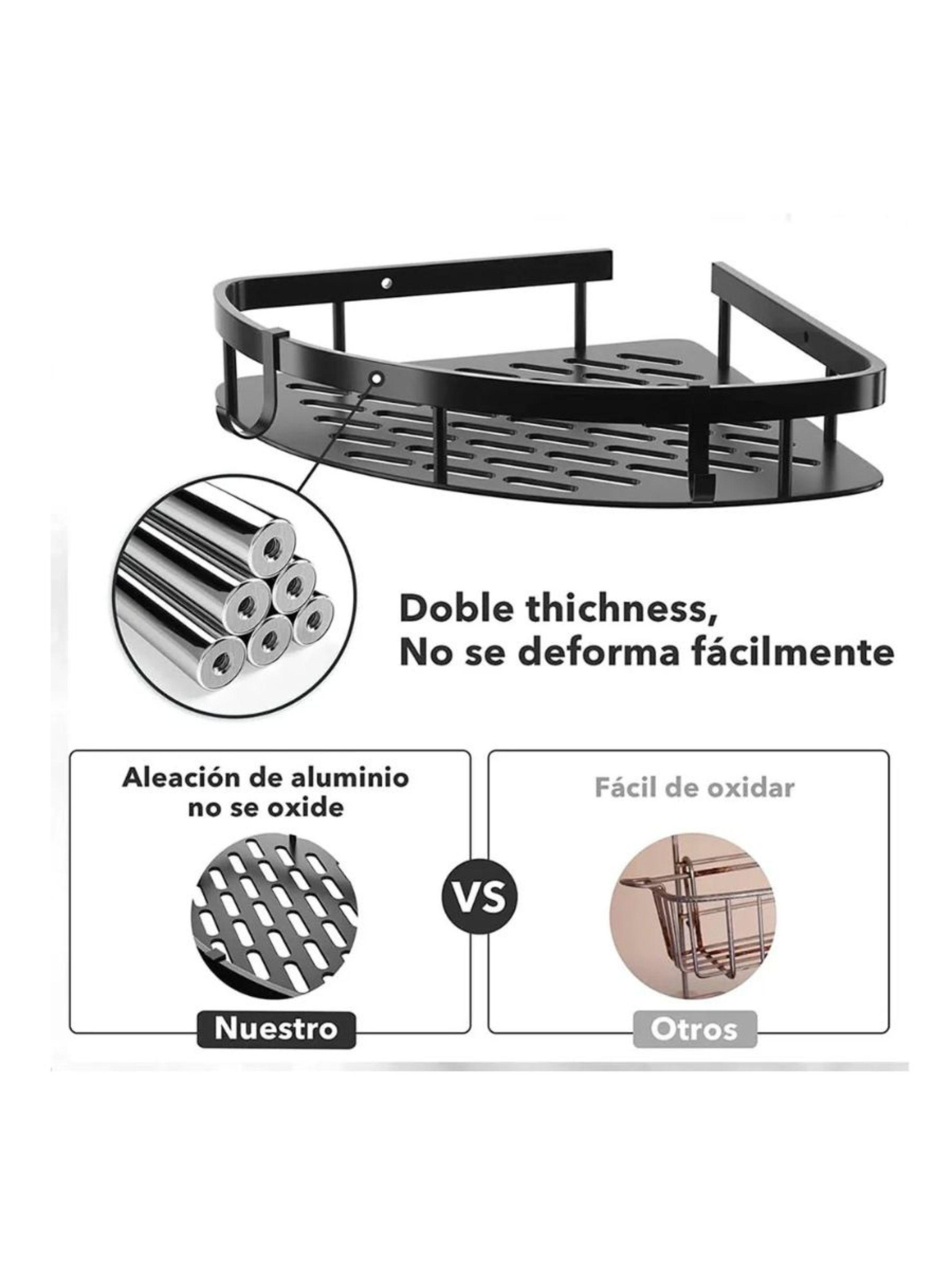Estante Organizador de Baño Esquinero para Ducha Negro-2