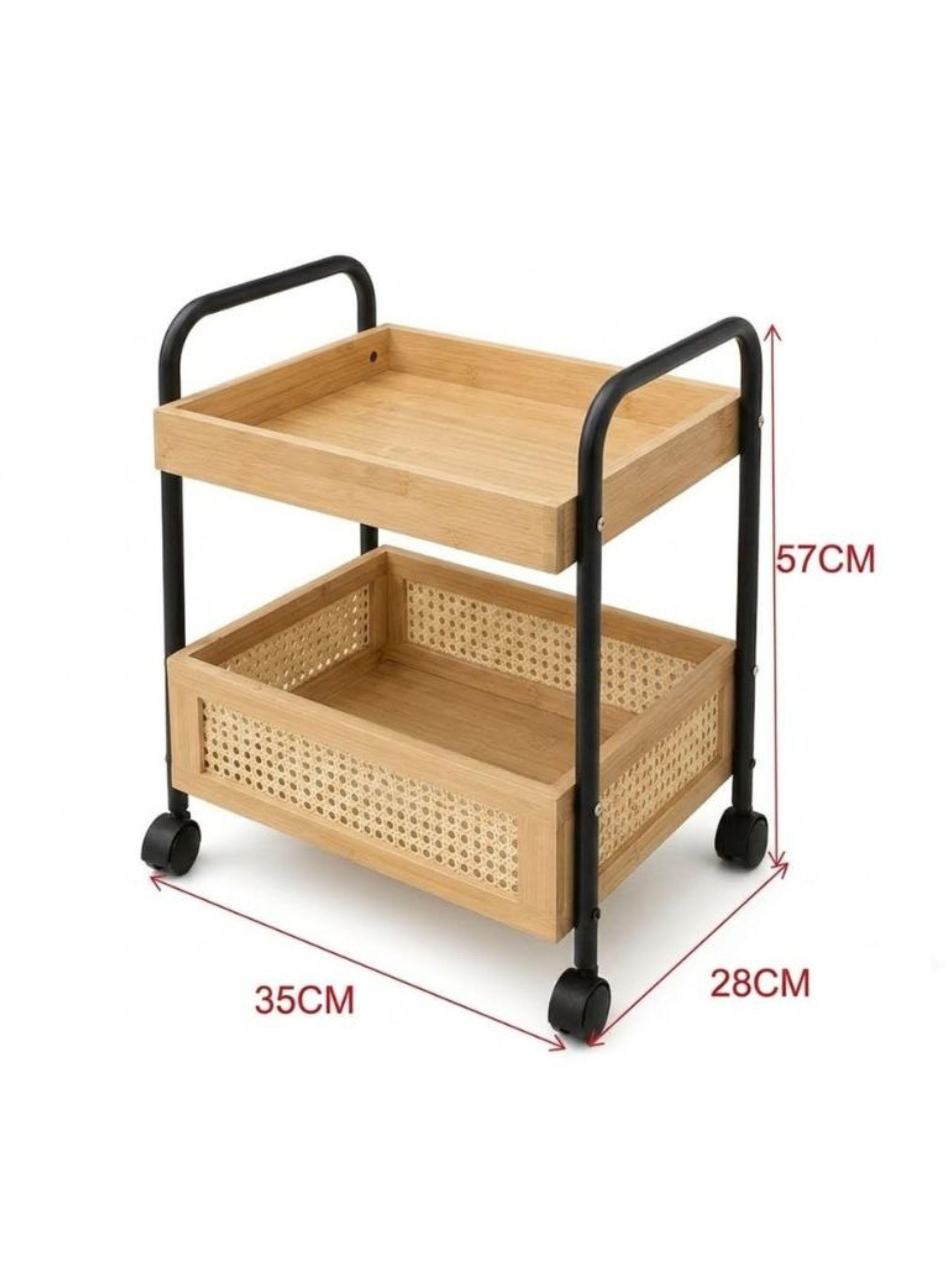 Carro Organizador 2 Niveles Bamb Con Ruedas Ba o Cocina-3