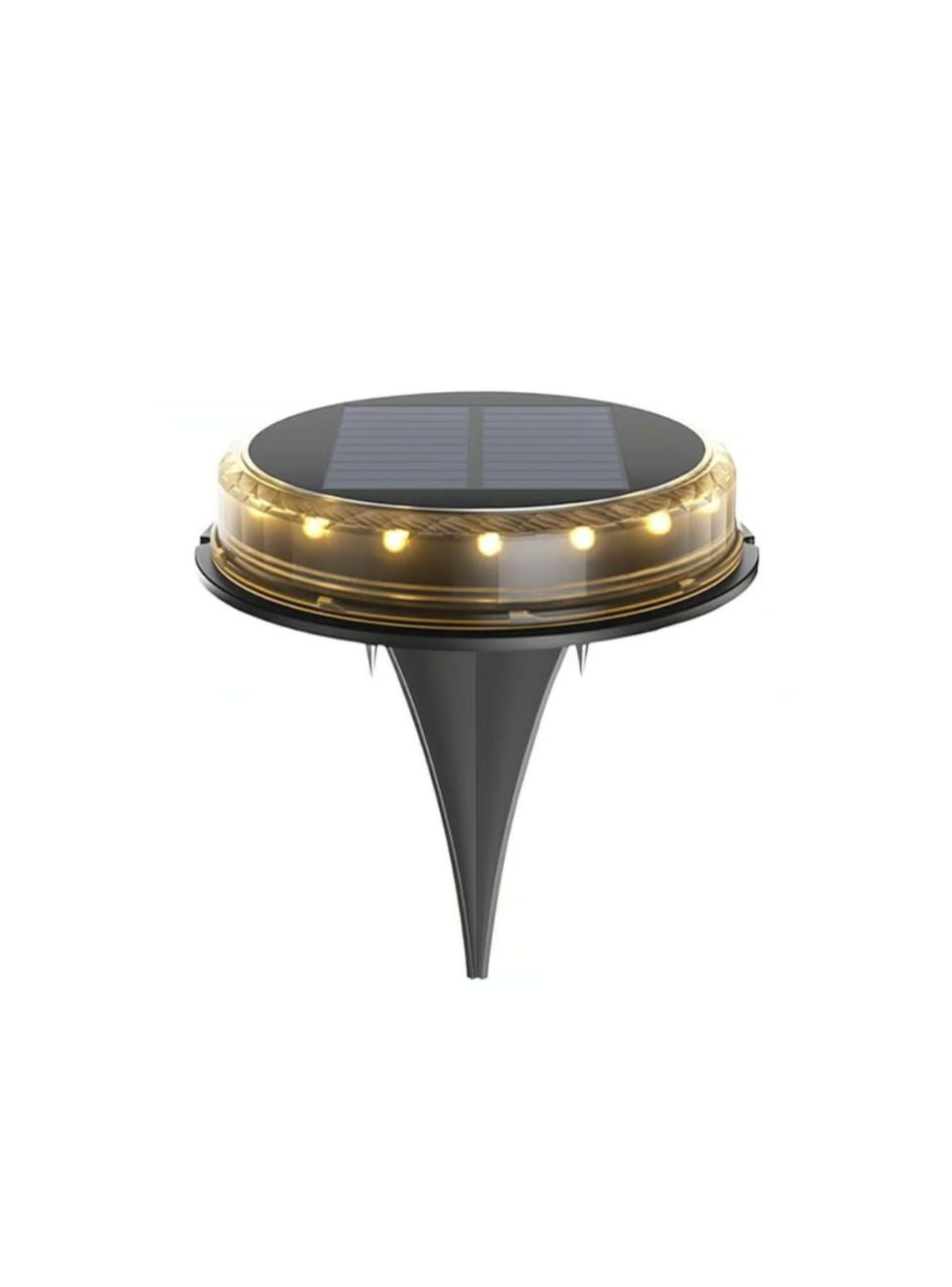 Pack 2 Lampara Disco Solar Impermeable Estaca Jardin Luz Calida-0