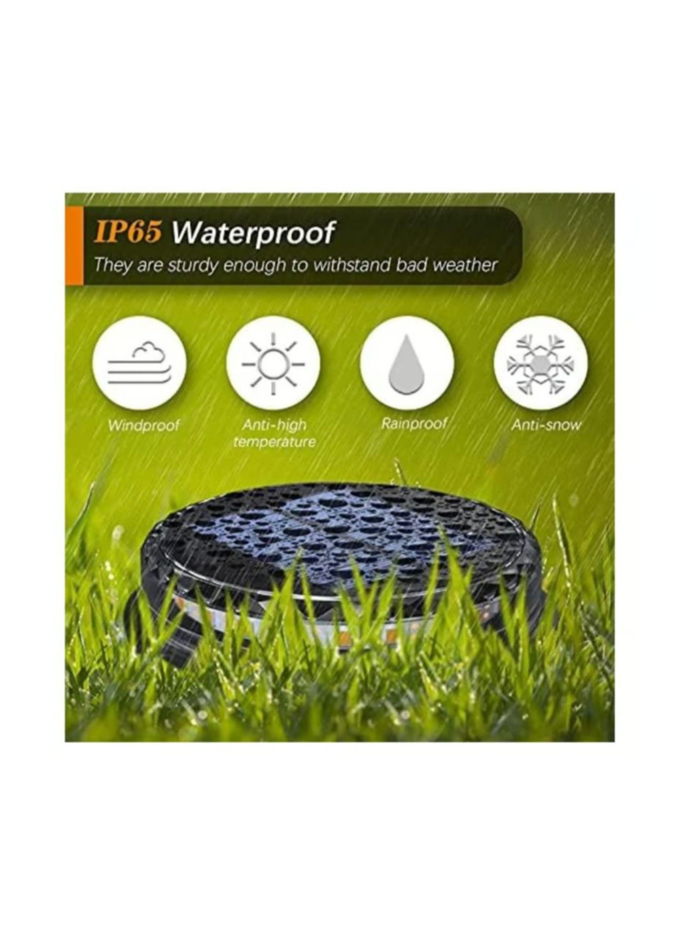 Pack 2 Lampara Disco Solar Impermeable Estaca Jardin Luz Calida-1