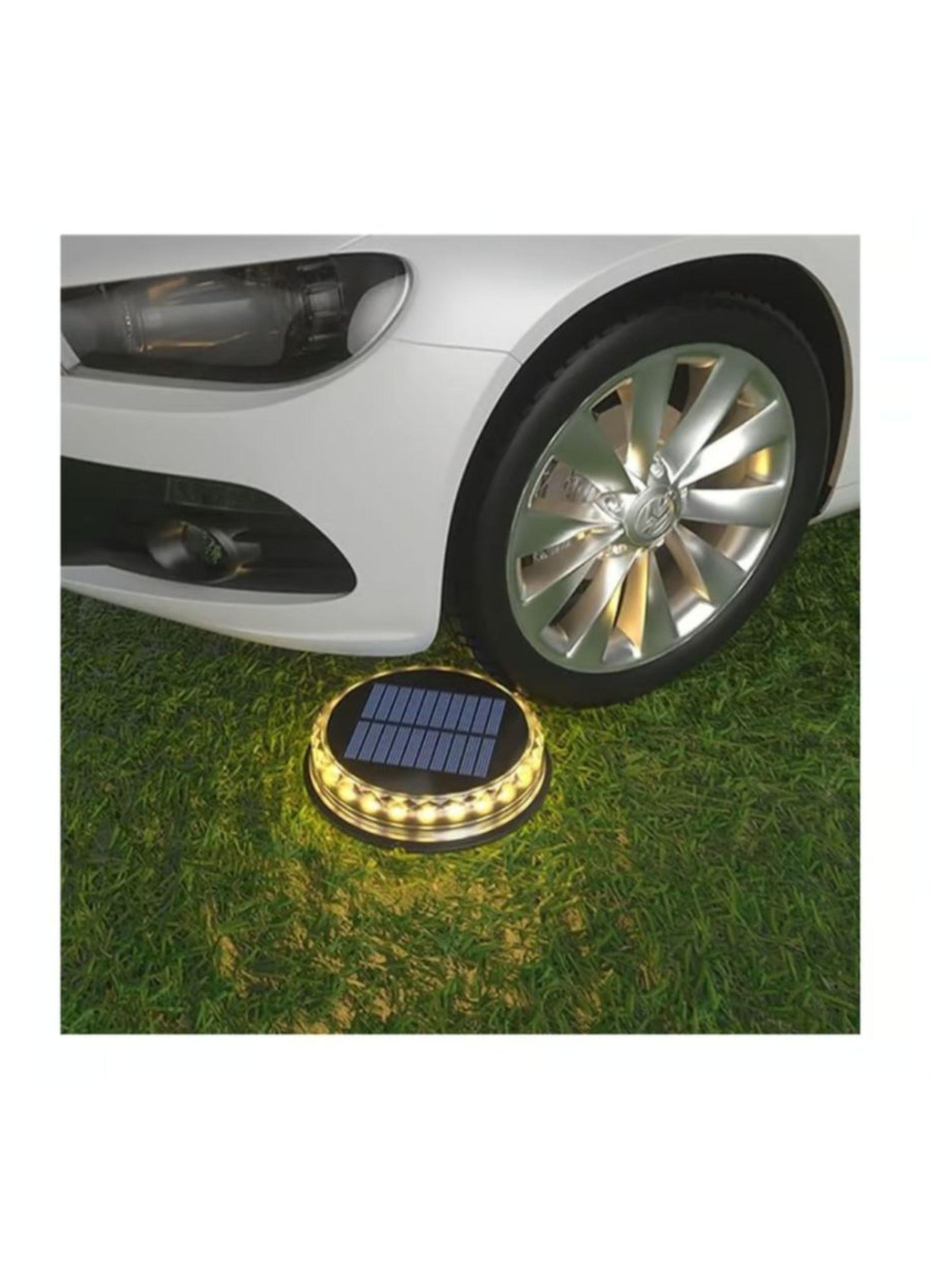 Pack 2 Lampara Disco Solar Impermeable Estaca Jardin Luz Calida-2