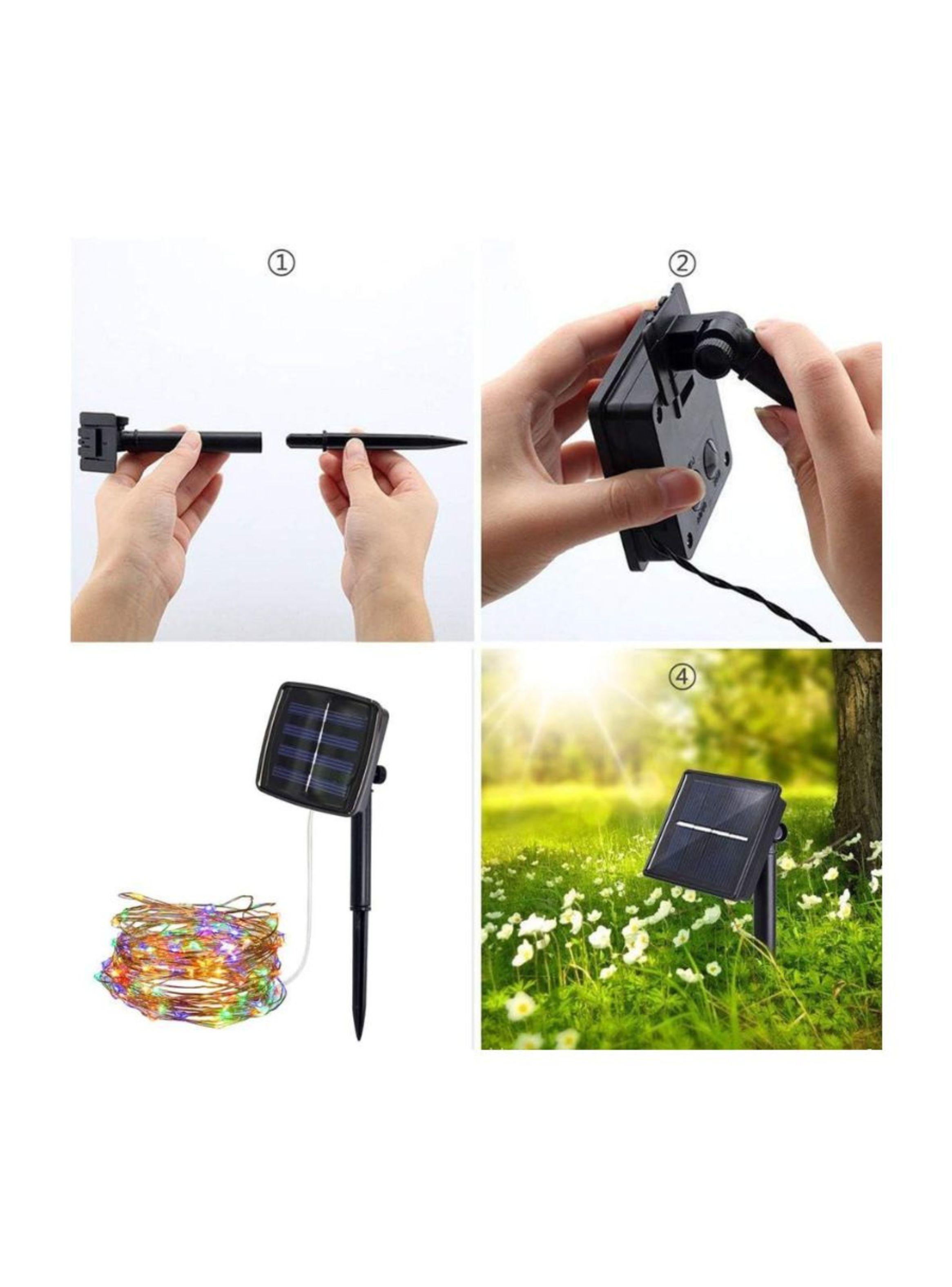 Guirnalda Luces LED Multicolores Solares De Cobre 10 Metros-4