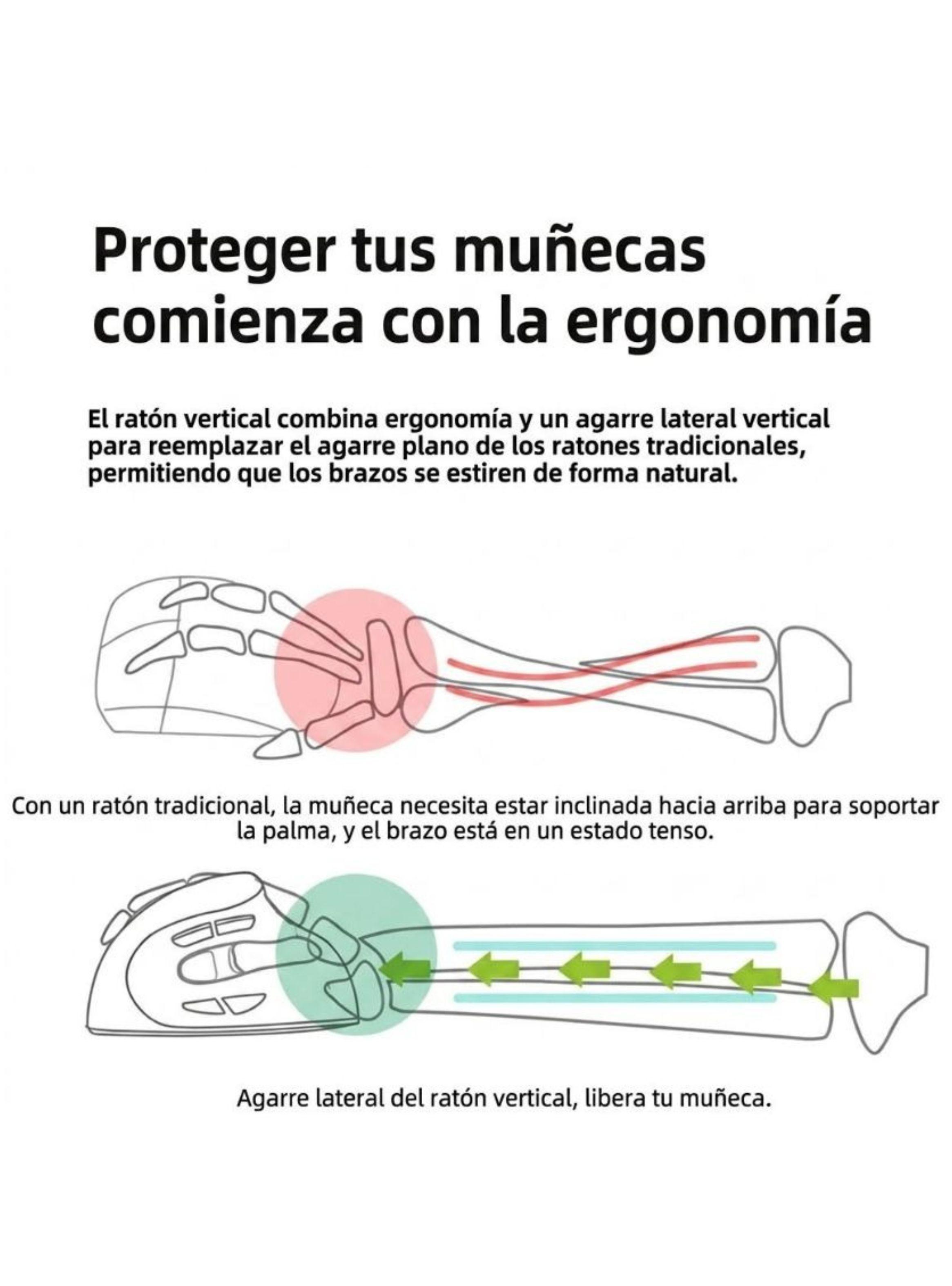Mouse Vertical Ergonomico Inalambrico Recargable Bluetooth-4