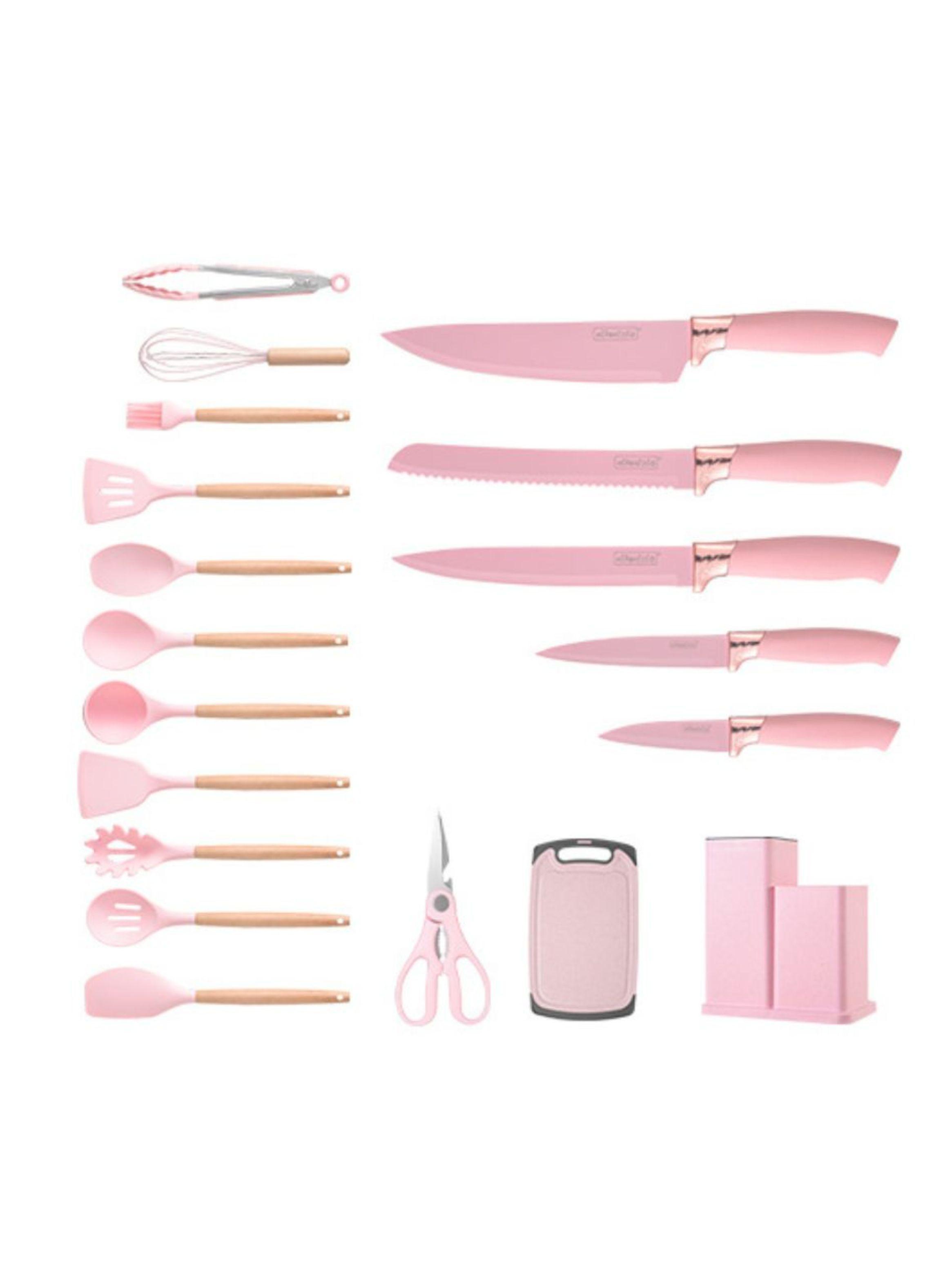 Set 19 Utensilios Juego De Cocina Silicona Antiadherentes Rosado-3