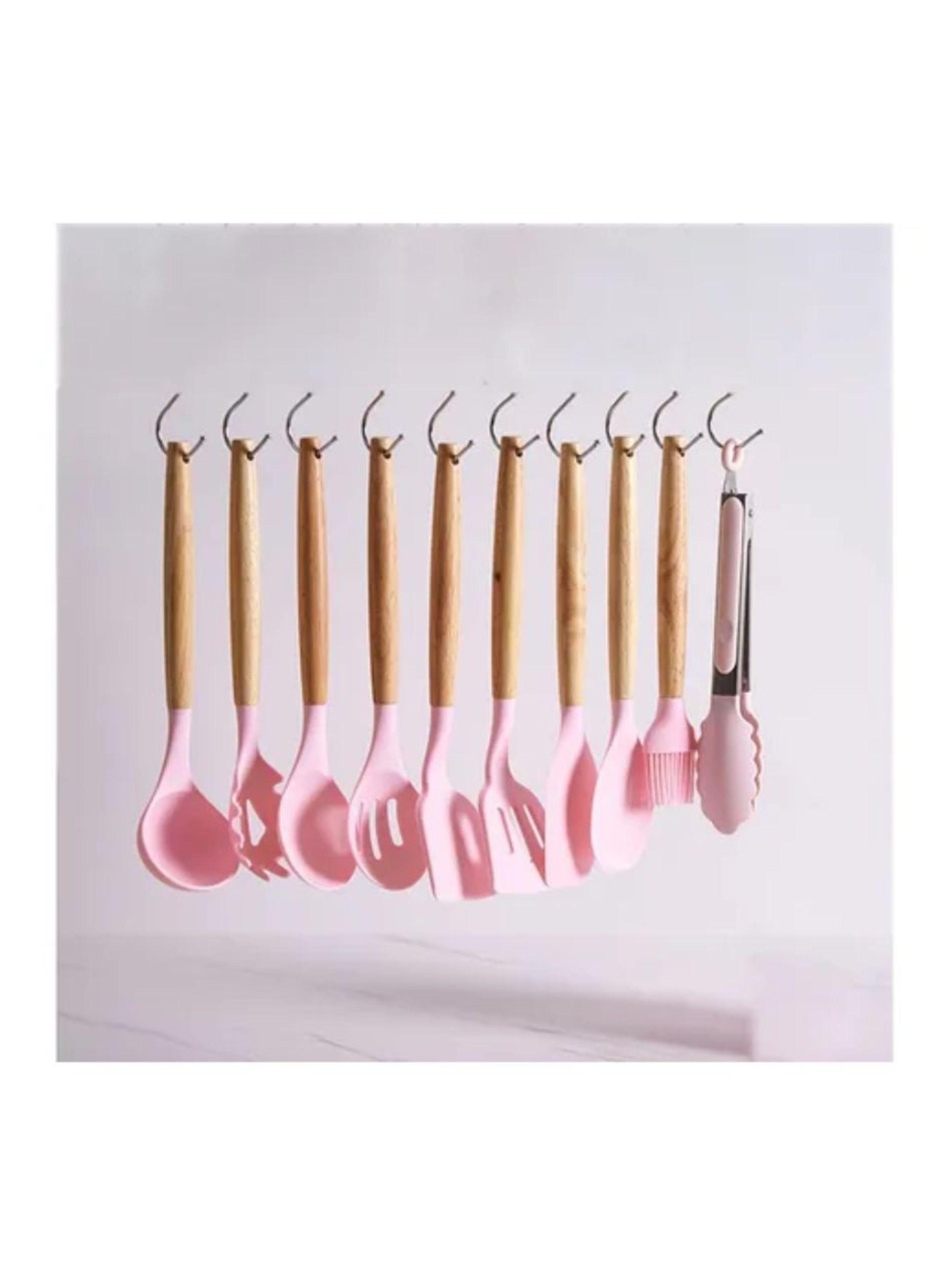 Set 19 Utensilios Juego De Cocina Silicona Antiadherentes Rosado-4