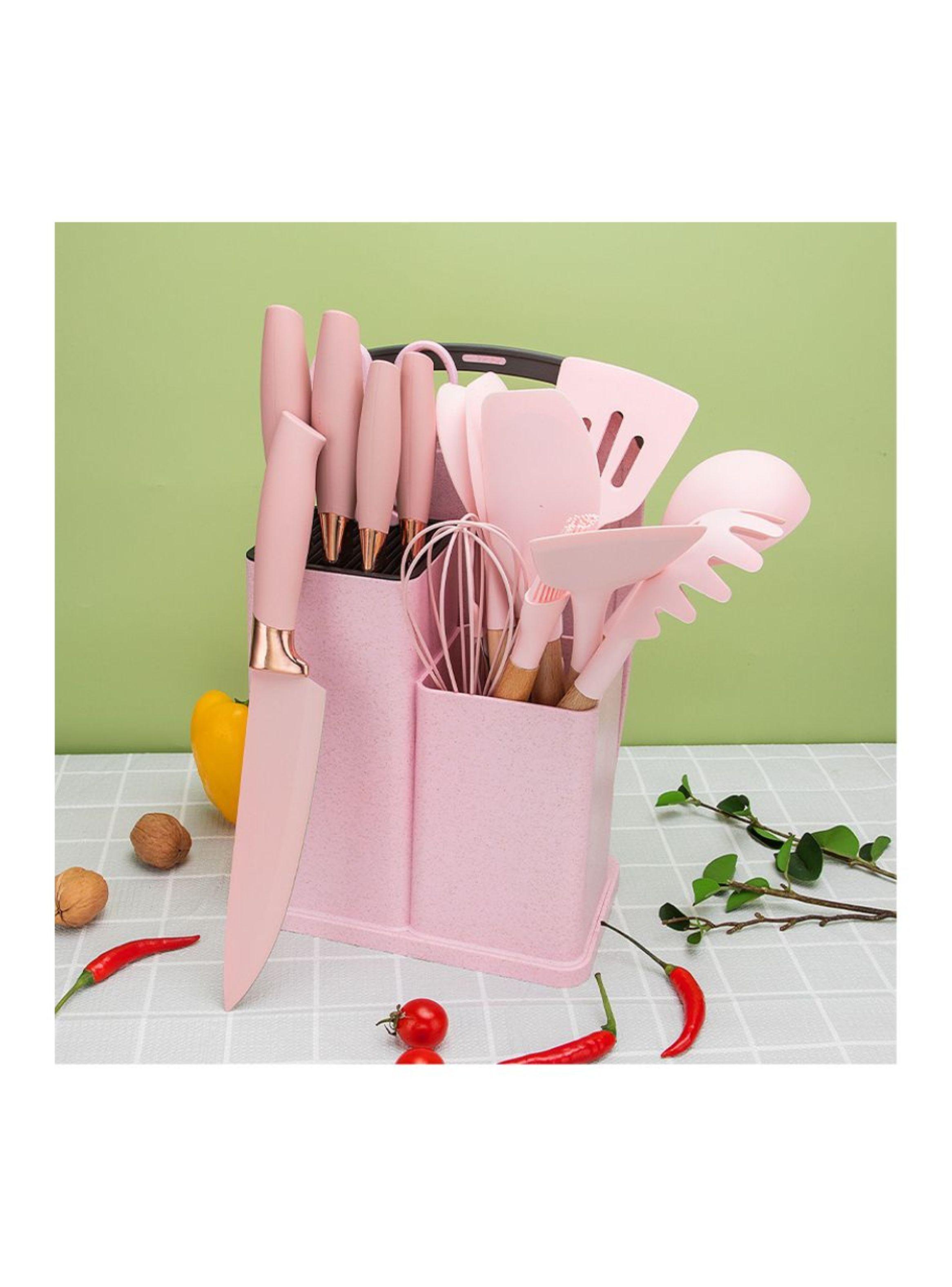 Set 19 Utensilios Juego De Cocina Silicona Antiadherentes Rosado-5