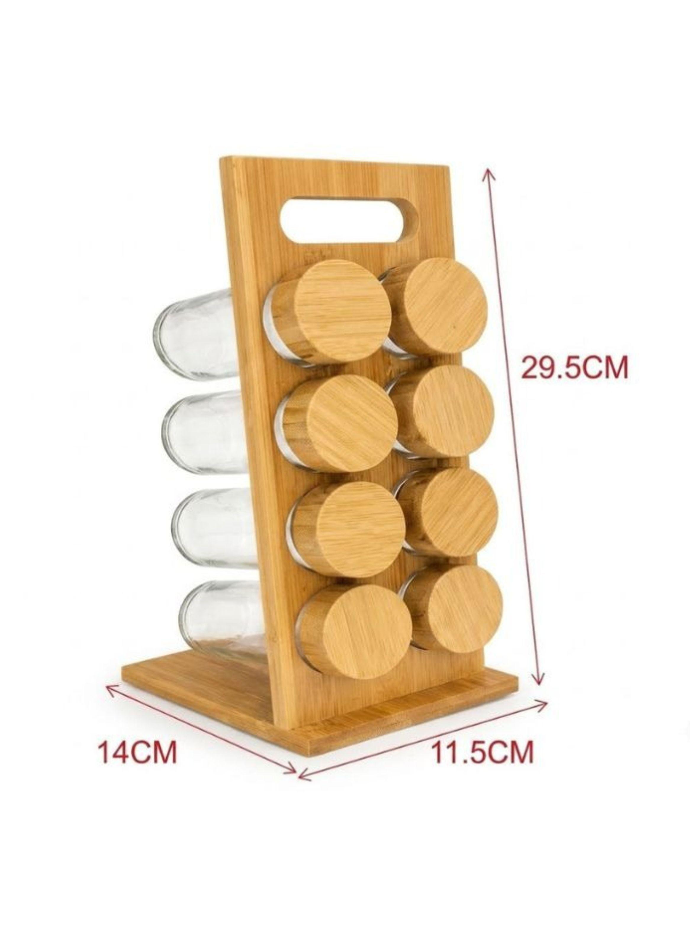  Especiero Torre Bambú 8 Frascos Soporte Vertical Organizador Cocina-1