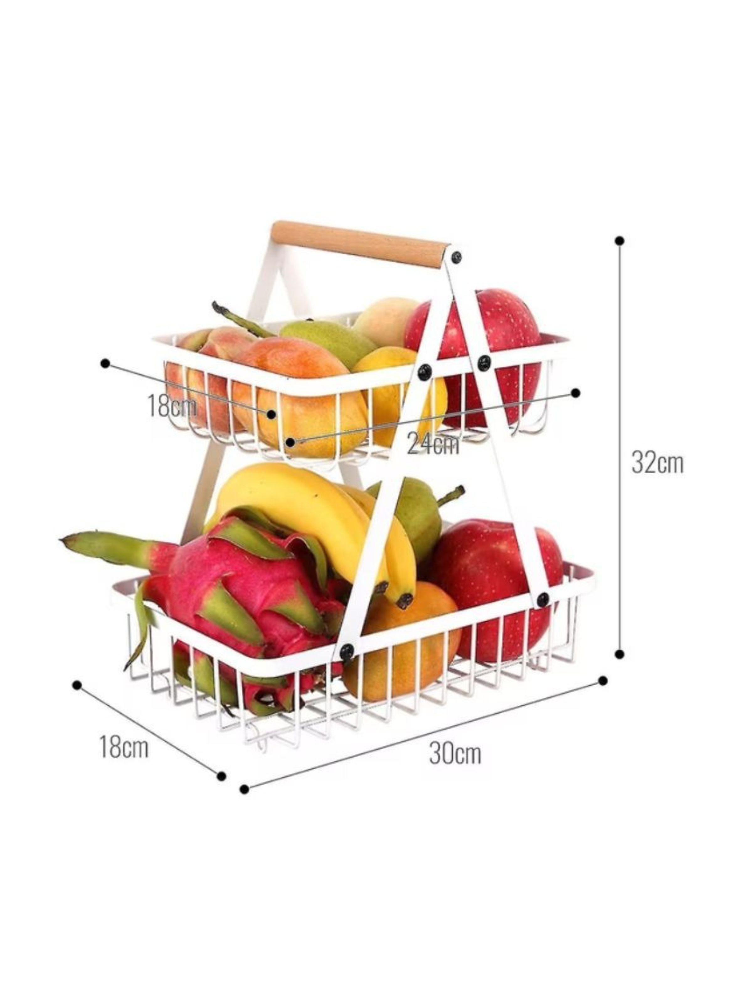Frutera Panera Rack Organizador Metal 2 Niveles Rectangular-2