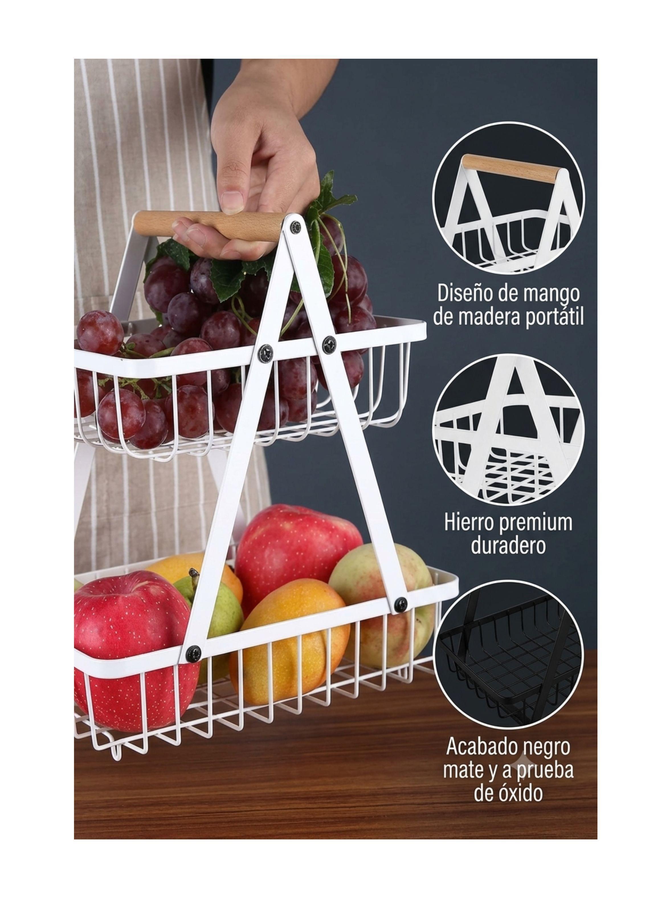 Frutera Panera Rack Organizador Metal 2 Niveles Rectangular-3