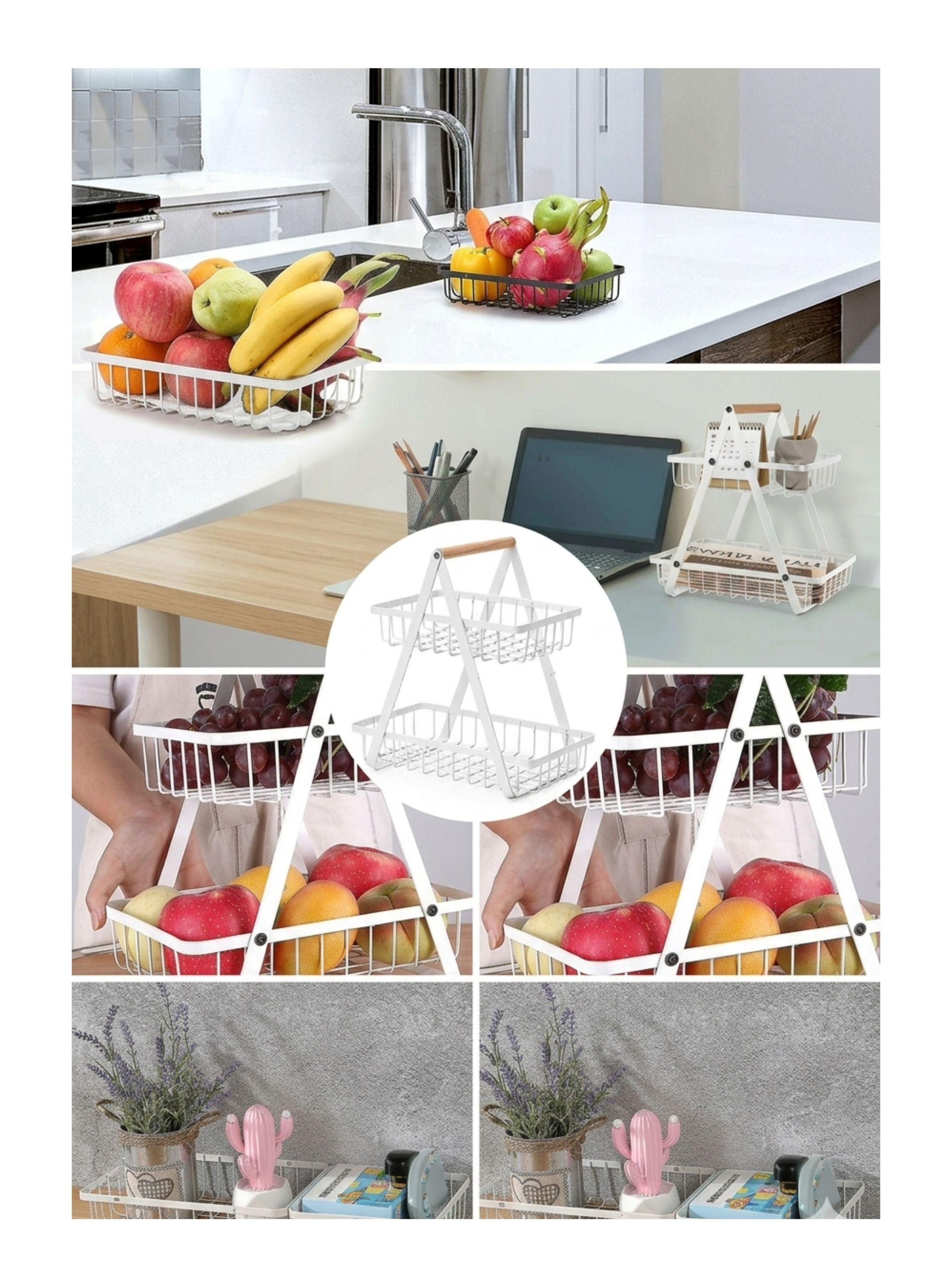 Frutera Panera Rack Organizador Metal 2 Niveles Rectangular-4