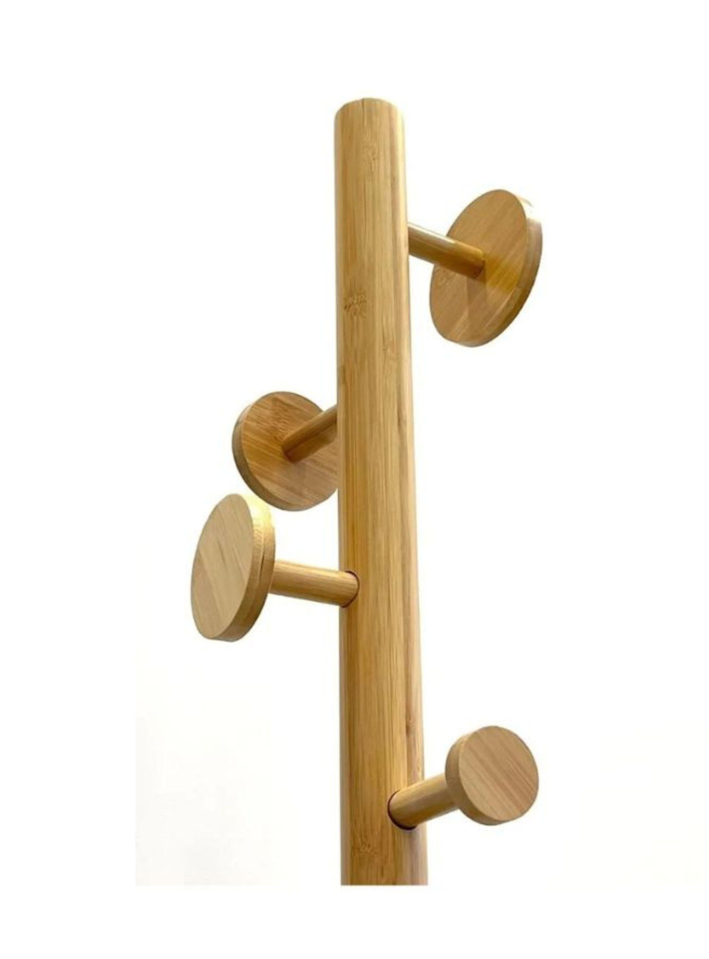 Perchero Madera Bambú 8  Ganchos-2