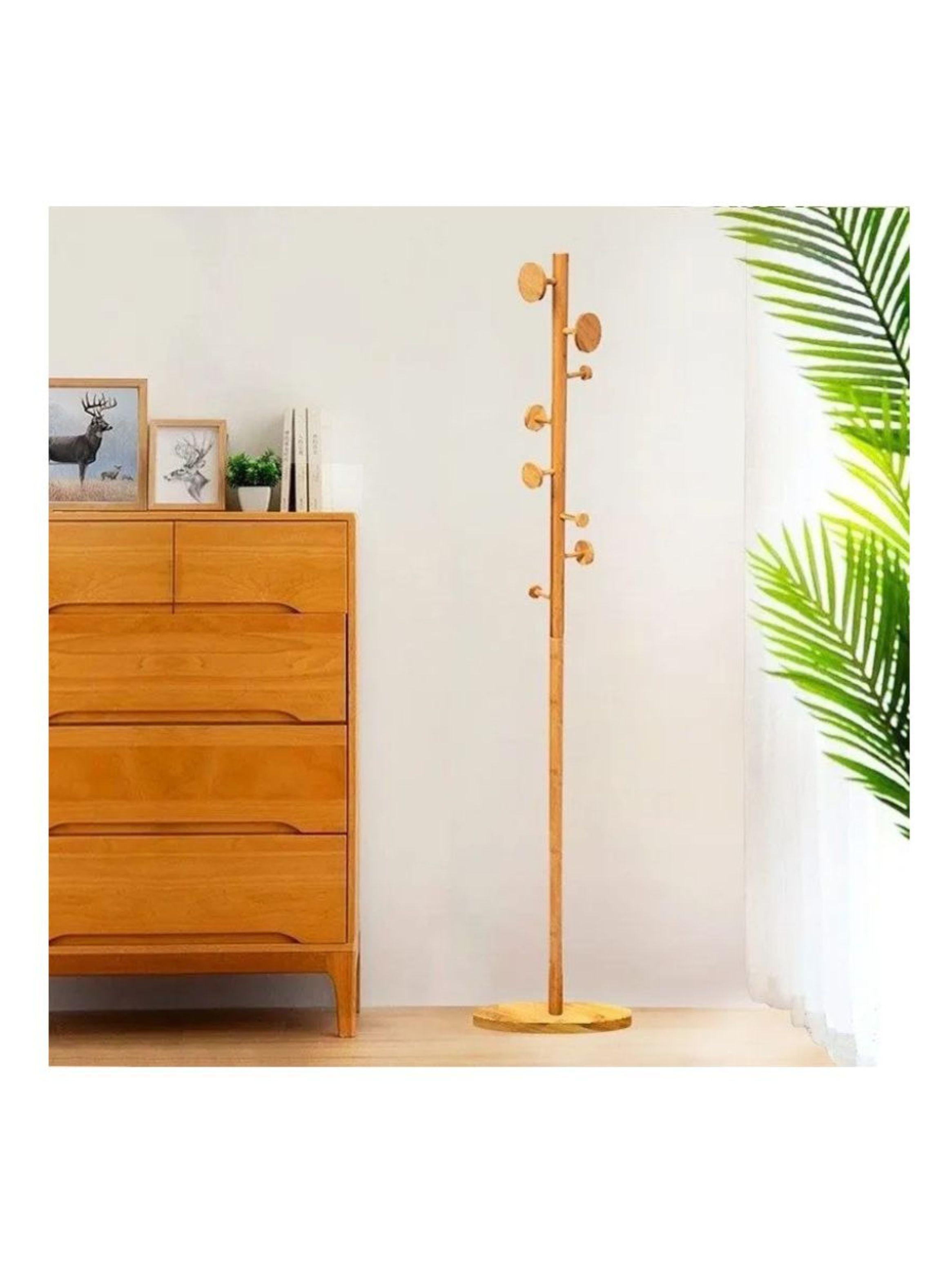 Perchero Madera Bambú 8  Ganchos-3