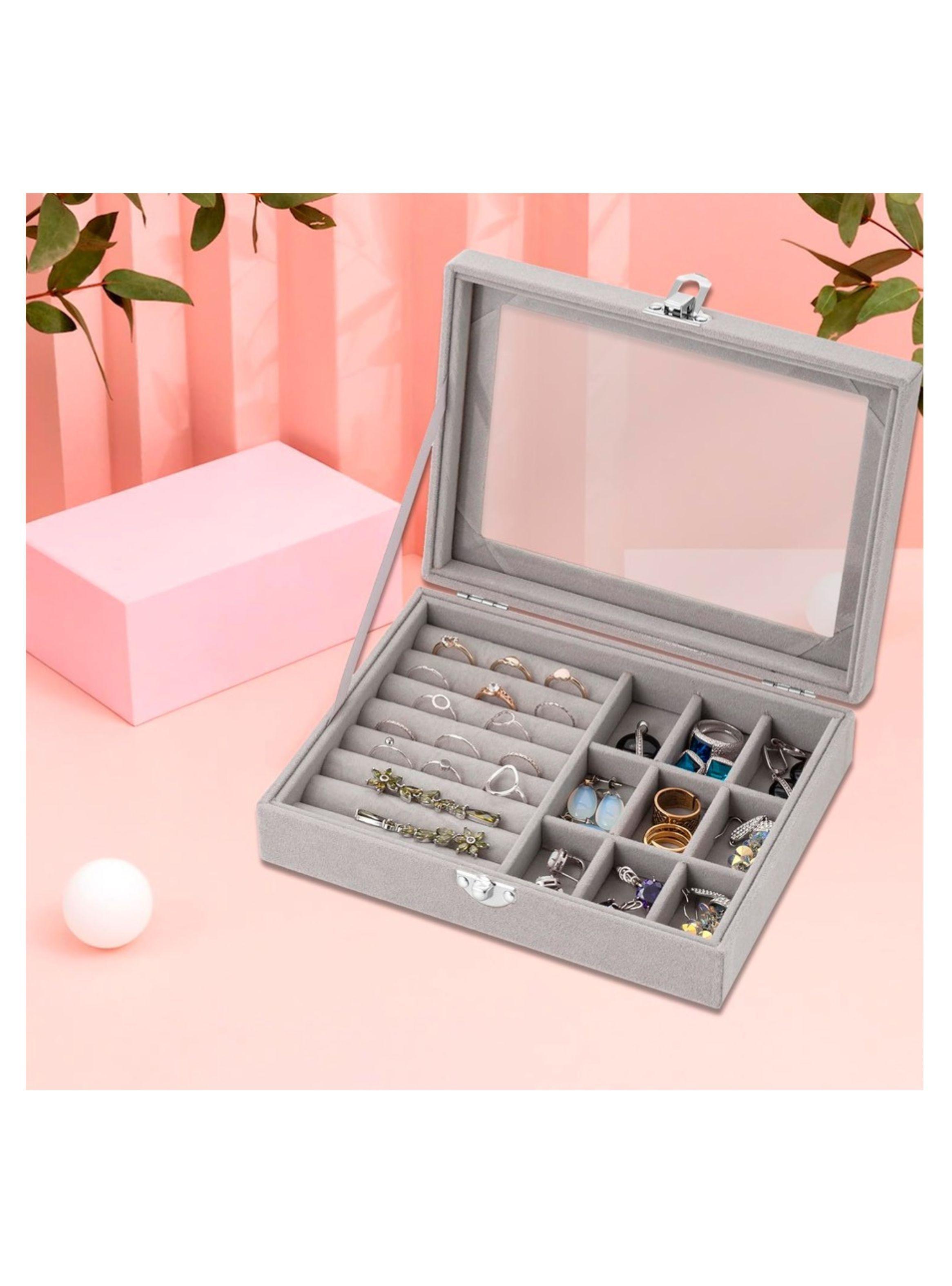 Caja Organizador De joyería Portátil Gris-2