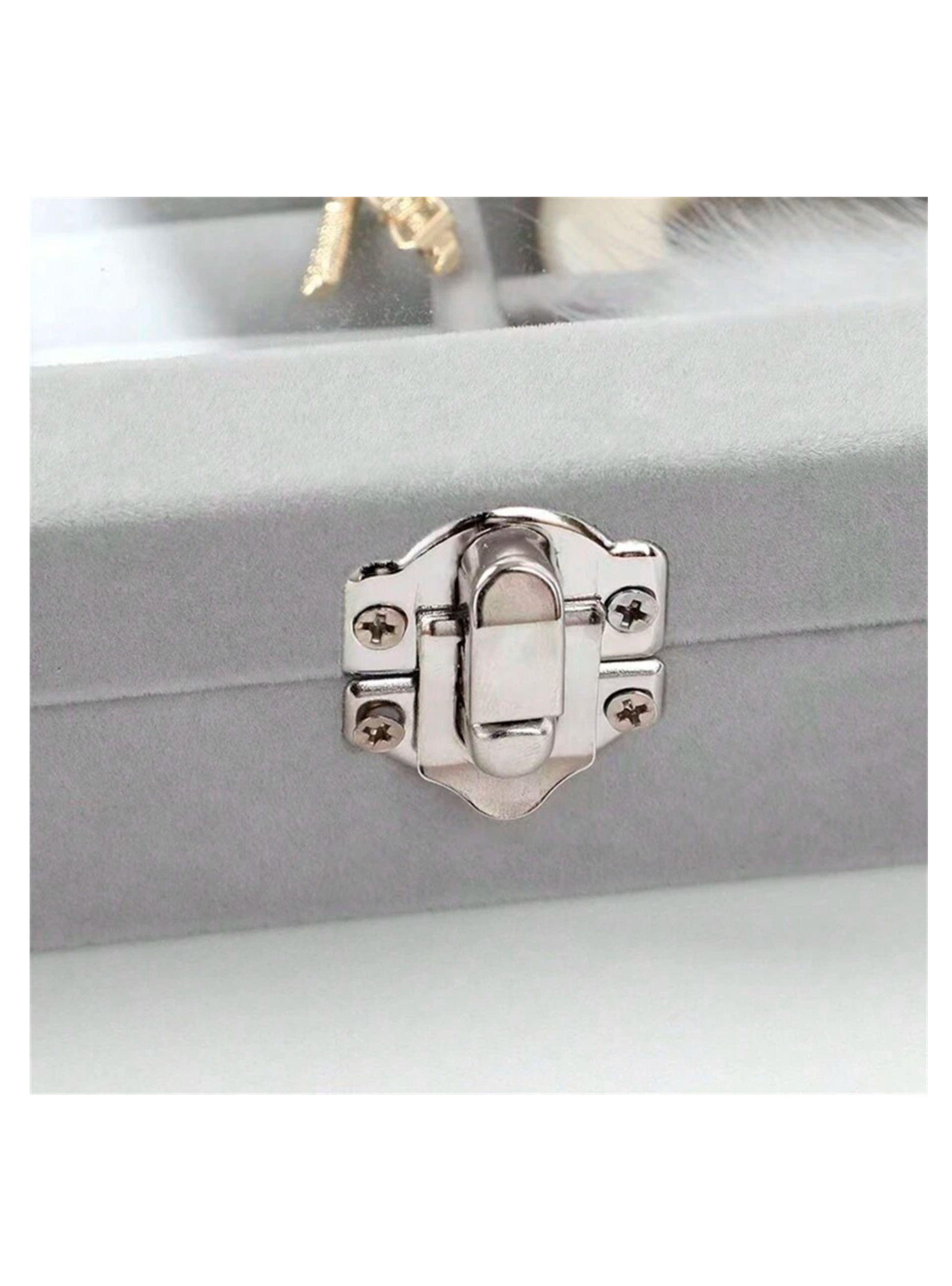 Caja Organizador De joyería Portátil Gris-3