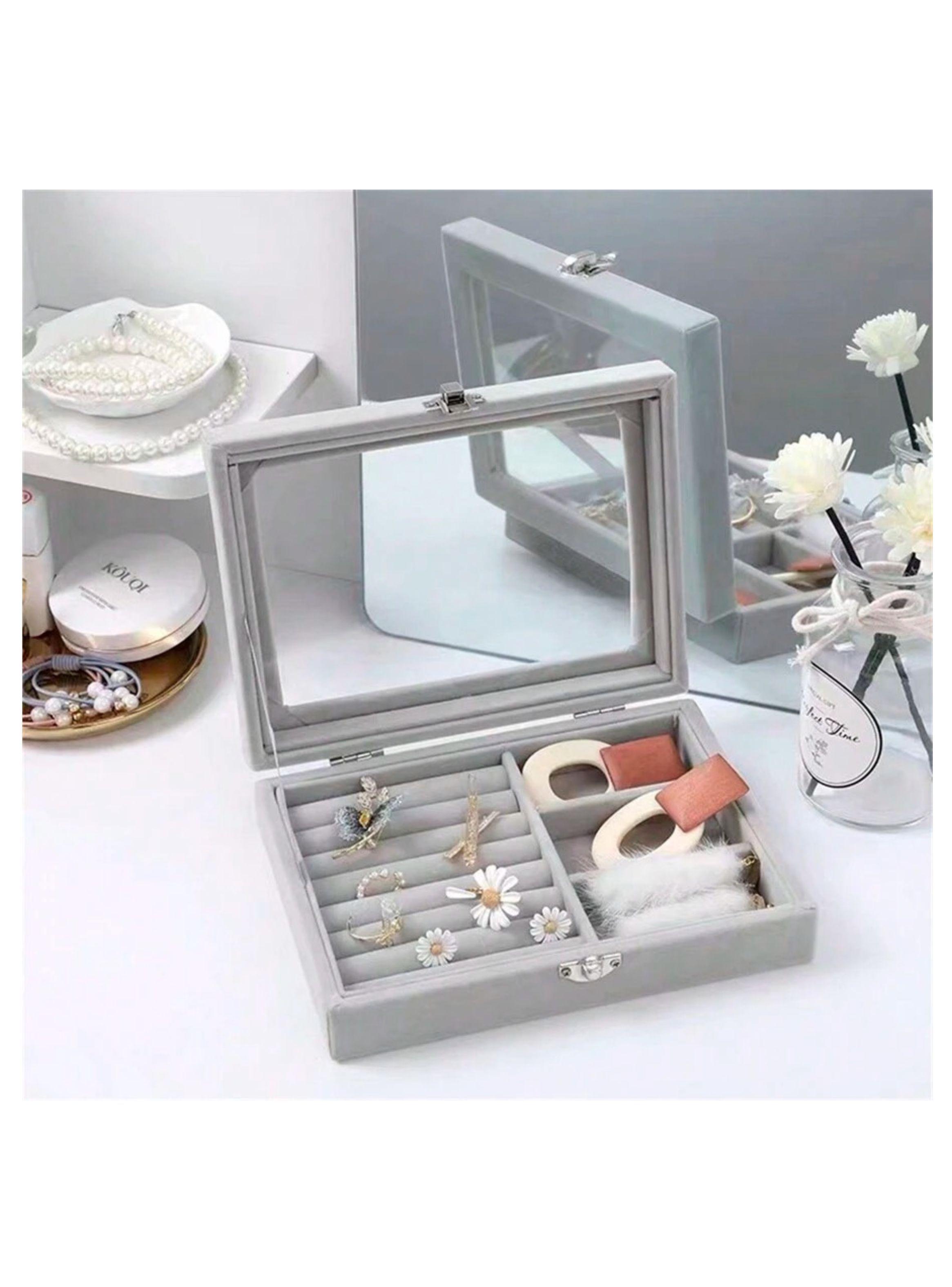 Caja Organizador De joyería Portátil Gris-5