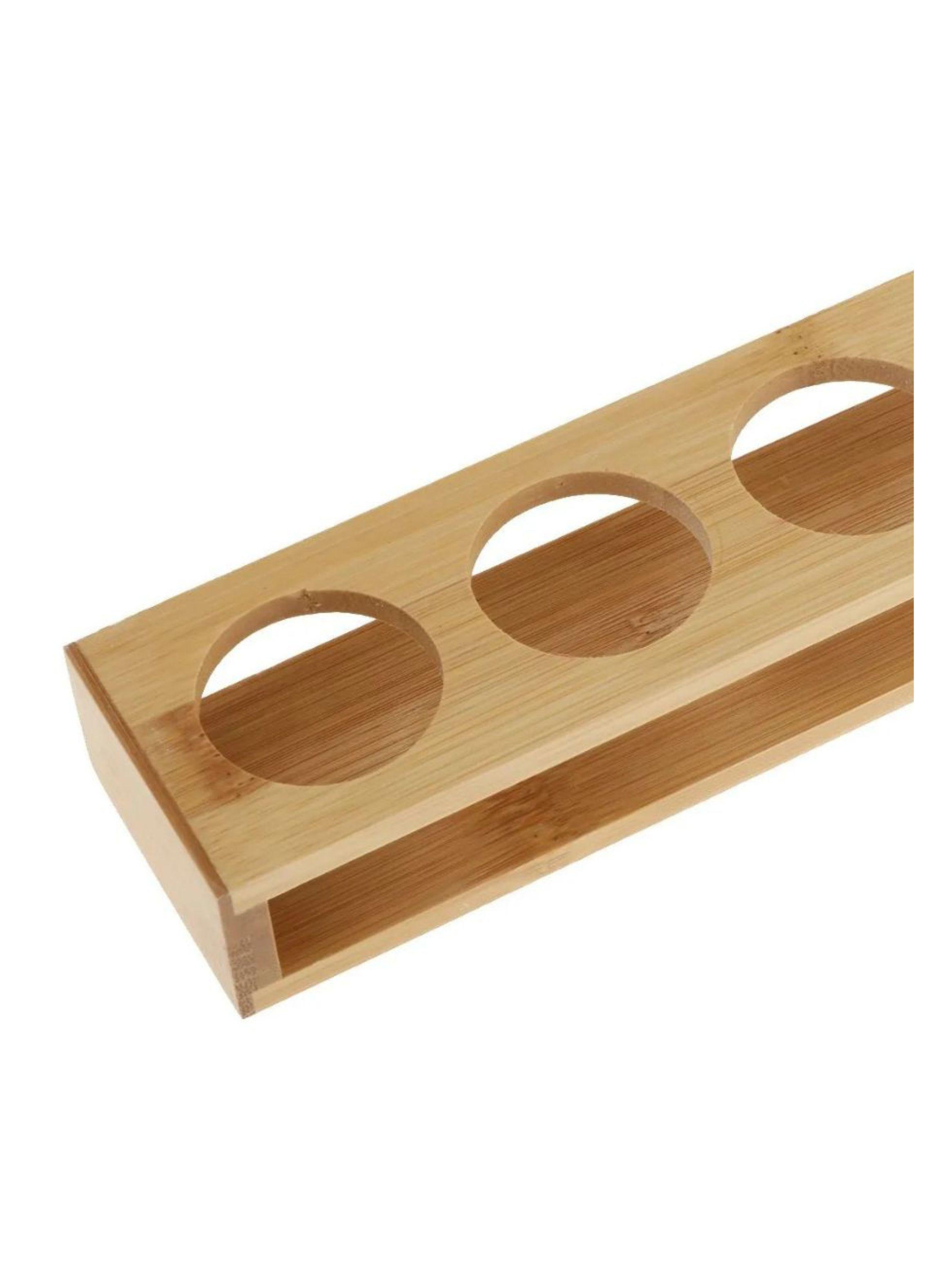 Estante de Bambú para Vasos Shot Bandeja para Servir 6 Espacios-3