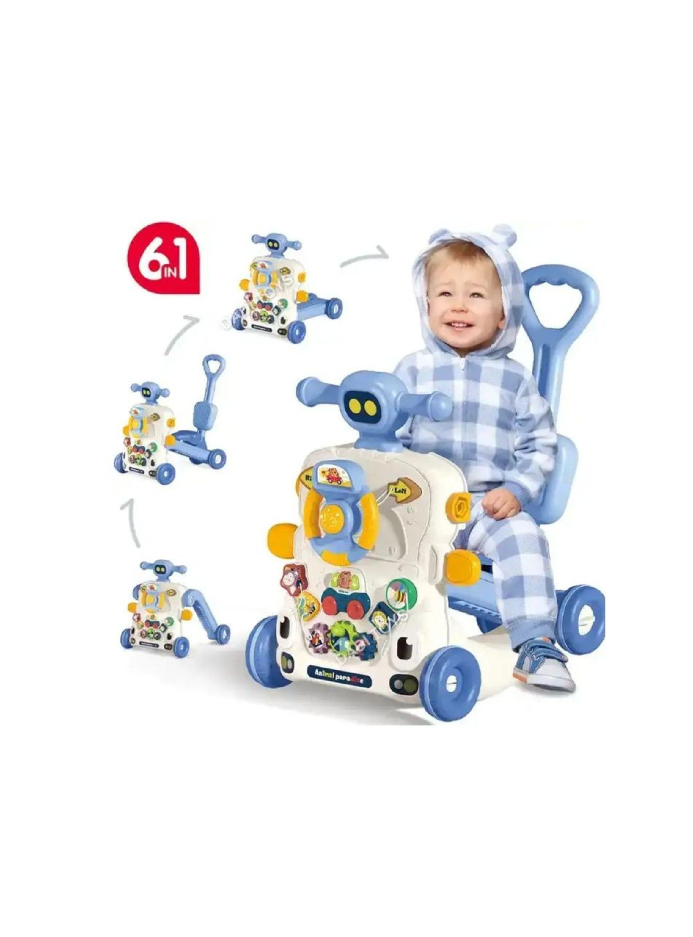 Andador Caminador Bebé Musical Multifuncional 3 En 1 Azul-4