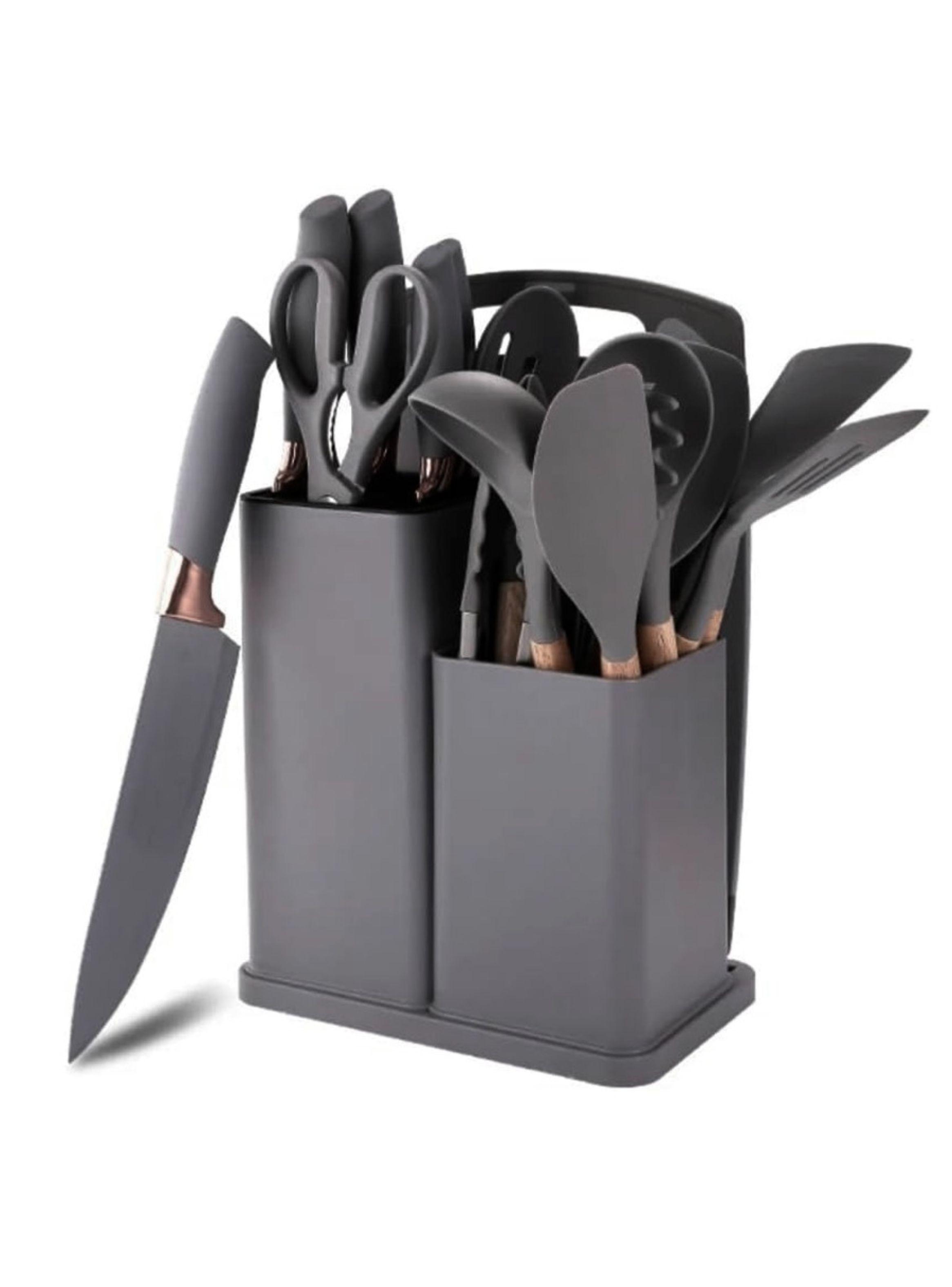 Set De 19 Utensilios De Cocina Mango De Madera -0