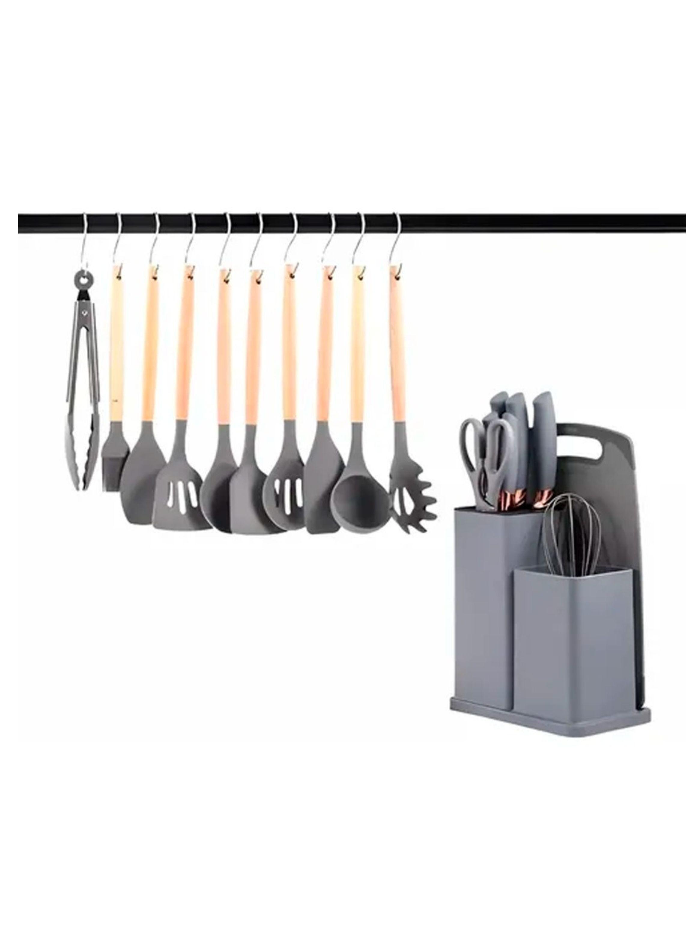 Set De 19 Utensilios De Cocina Mango De Madera -1