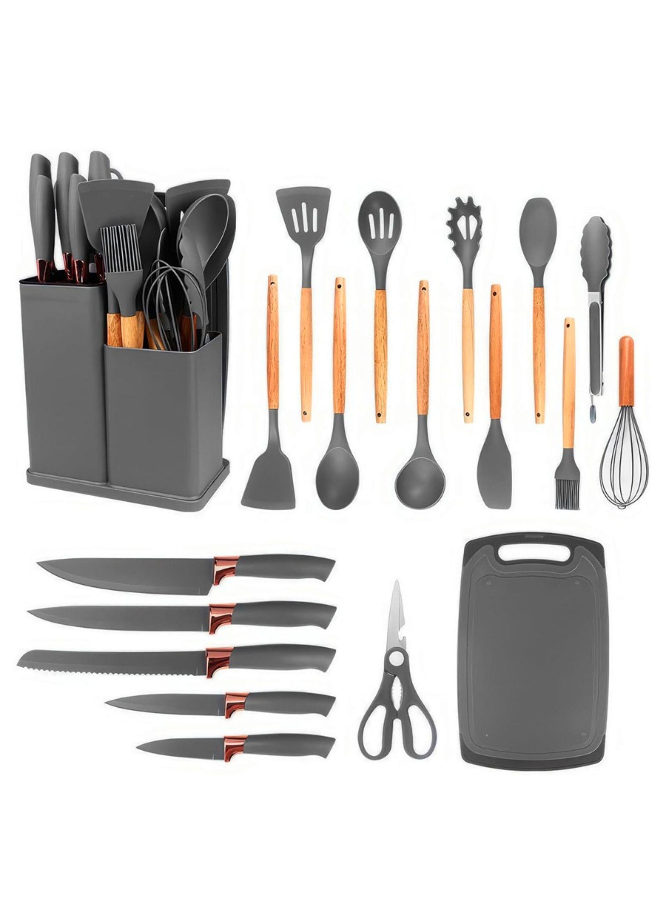Set De 19 Utensilios De Cocina Mango De Madera -2