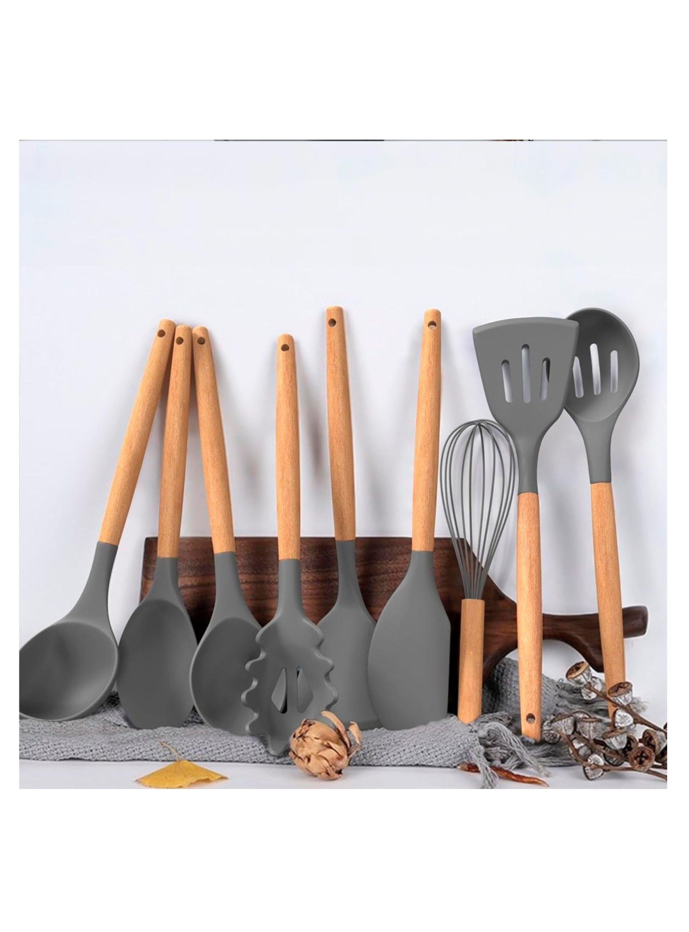 Set De 19 Utensilios De Cocina Mango De Madera -4