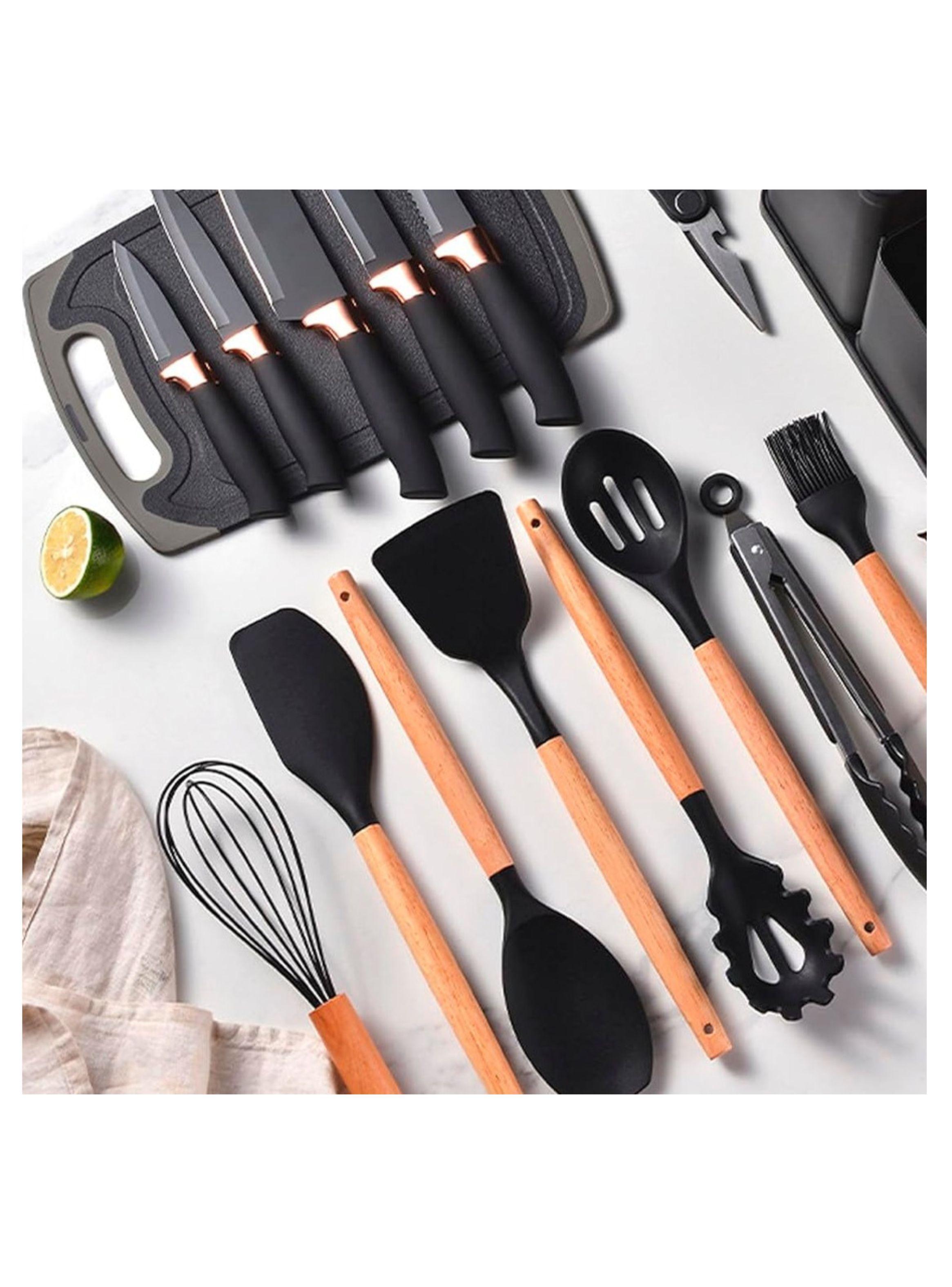 Set De 19 Utensilios De Cocina Mango De Madera -2