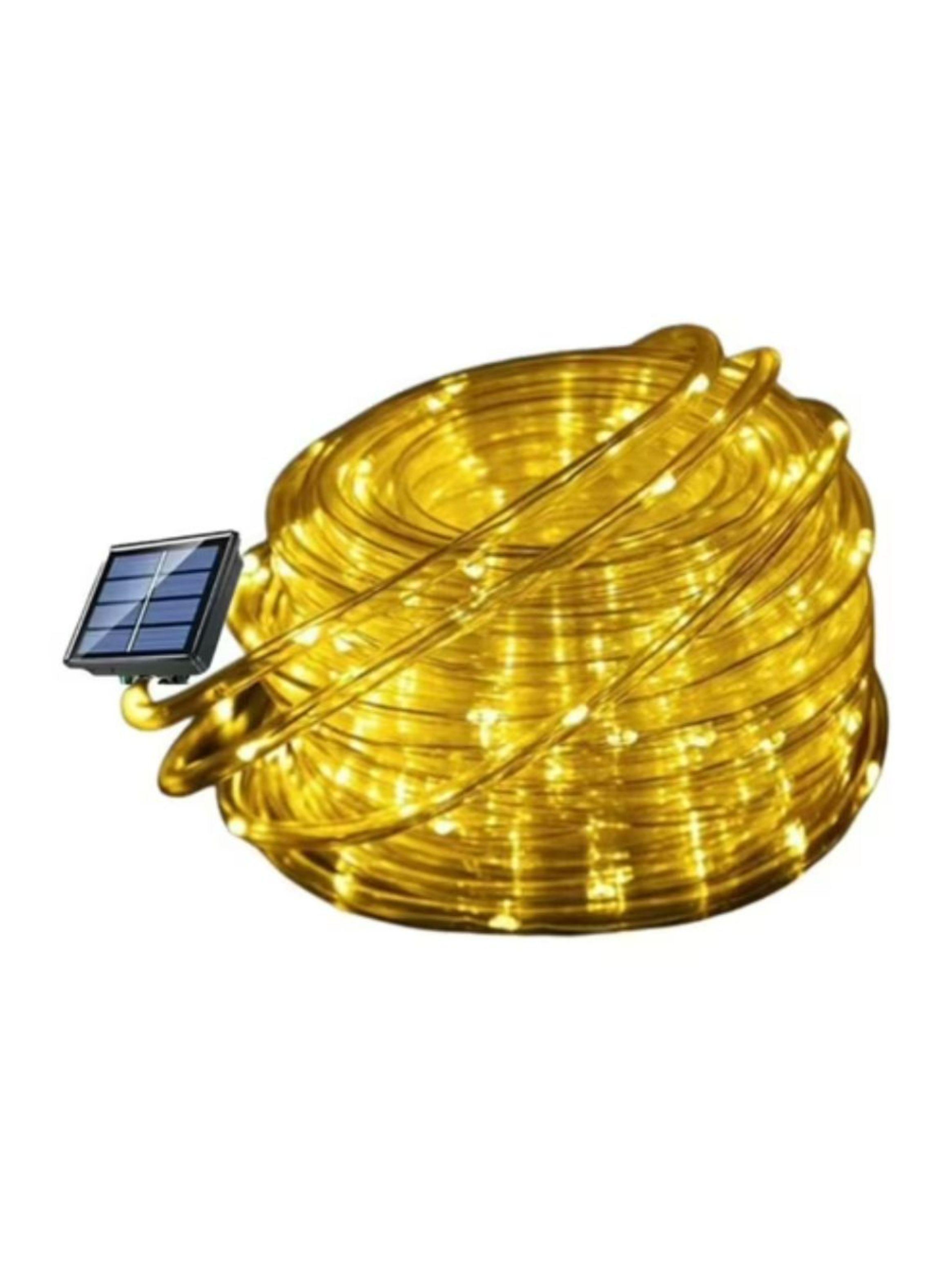 Guirnalda Manguera Decorativa Led Solar 10 Metros Calida Amarillo-2