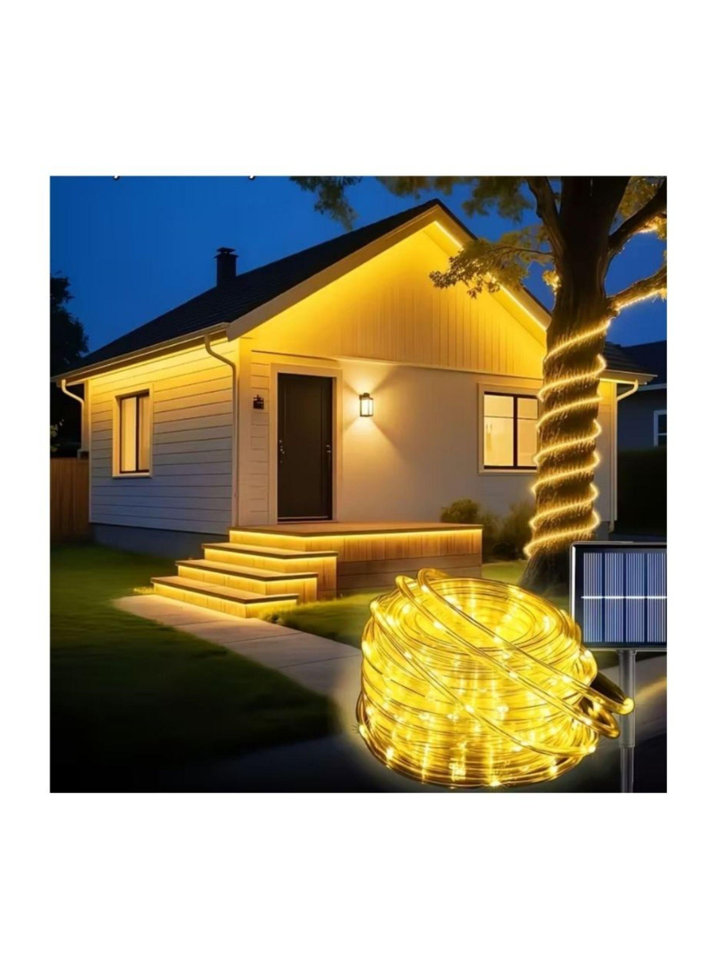 Guirnalda Manguera Decorativa Led Solar 10 Metros Calida Amarillo-3