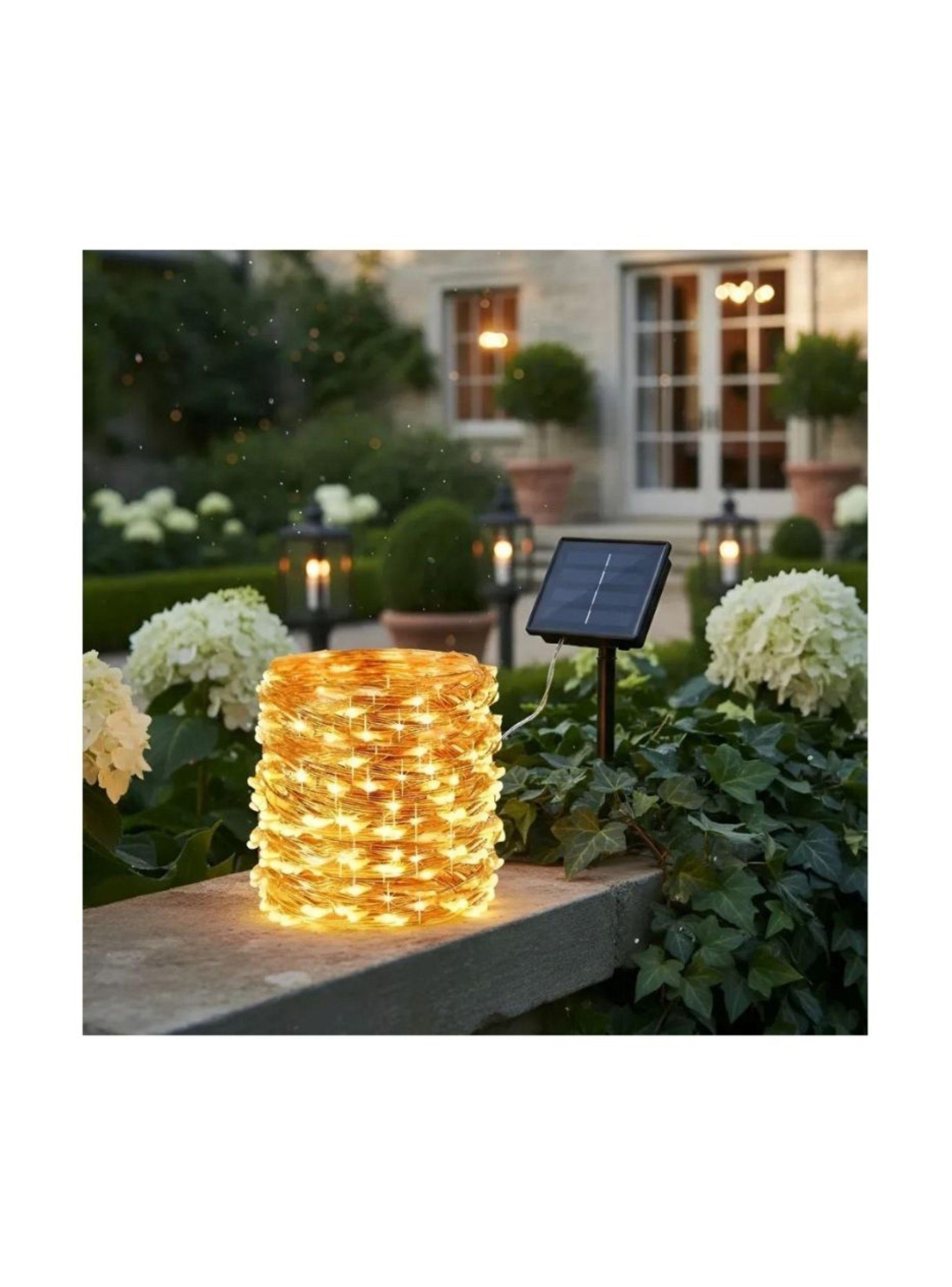 Guirnalda Manguera Decorativa Led Solar 10 Metros Calida Amarillo-4