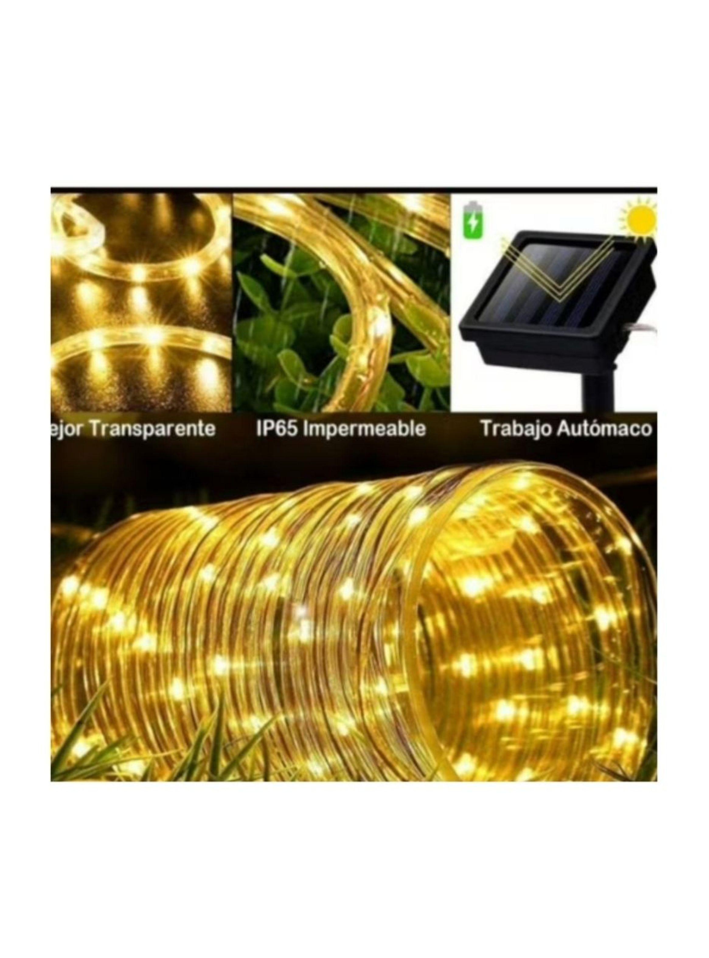 Guirnalda Manguera Decorativa Led Solar 10 Metros Calida Amarillo-5