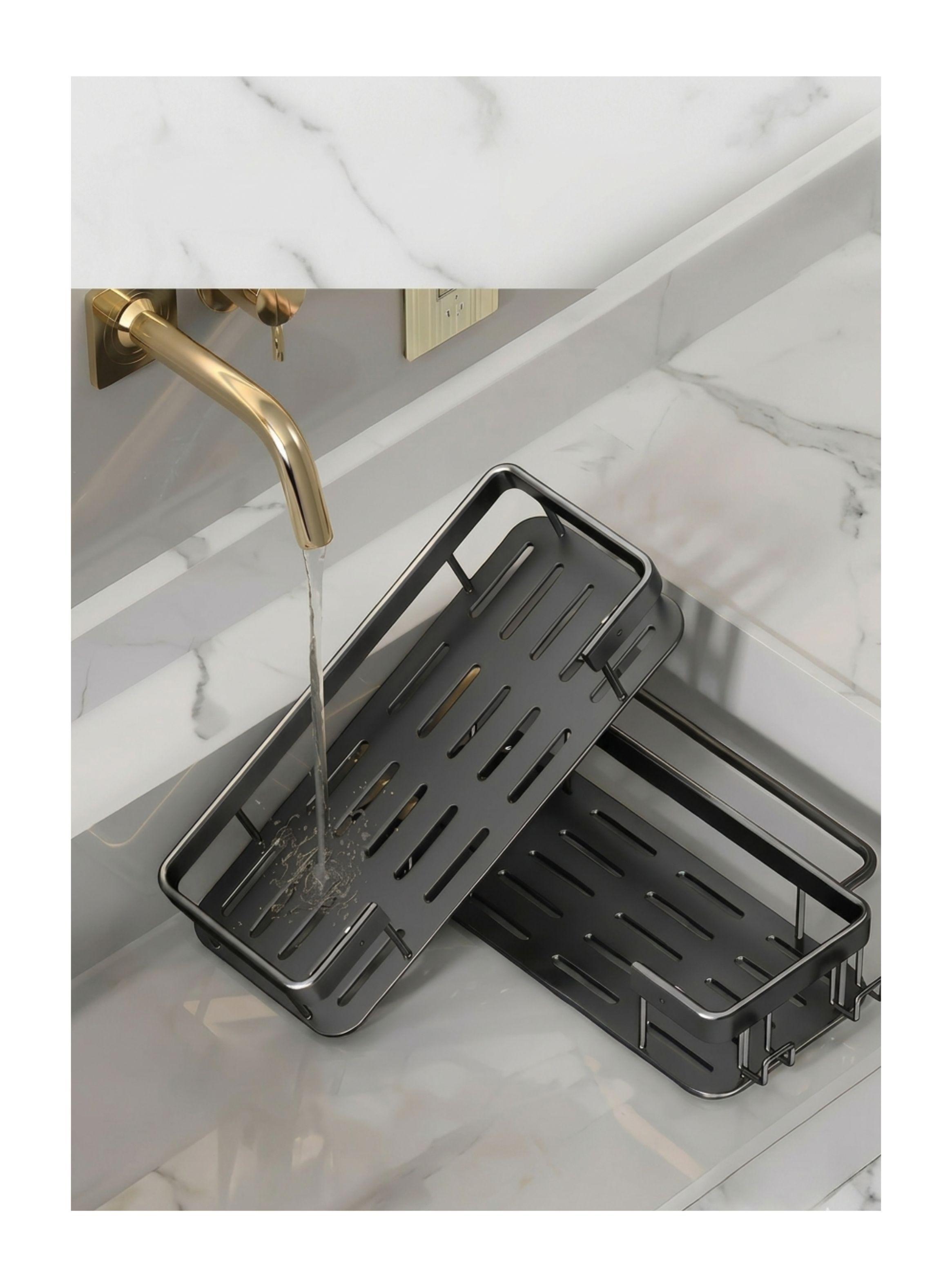 Repisa Organizador Baño Ducha Adhesivo Acero Inoxidable Negro -2