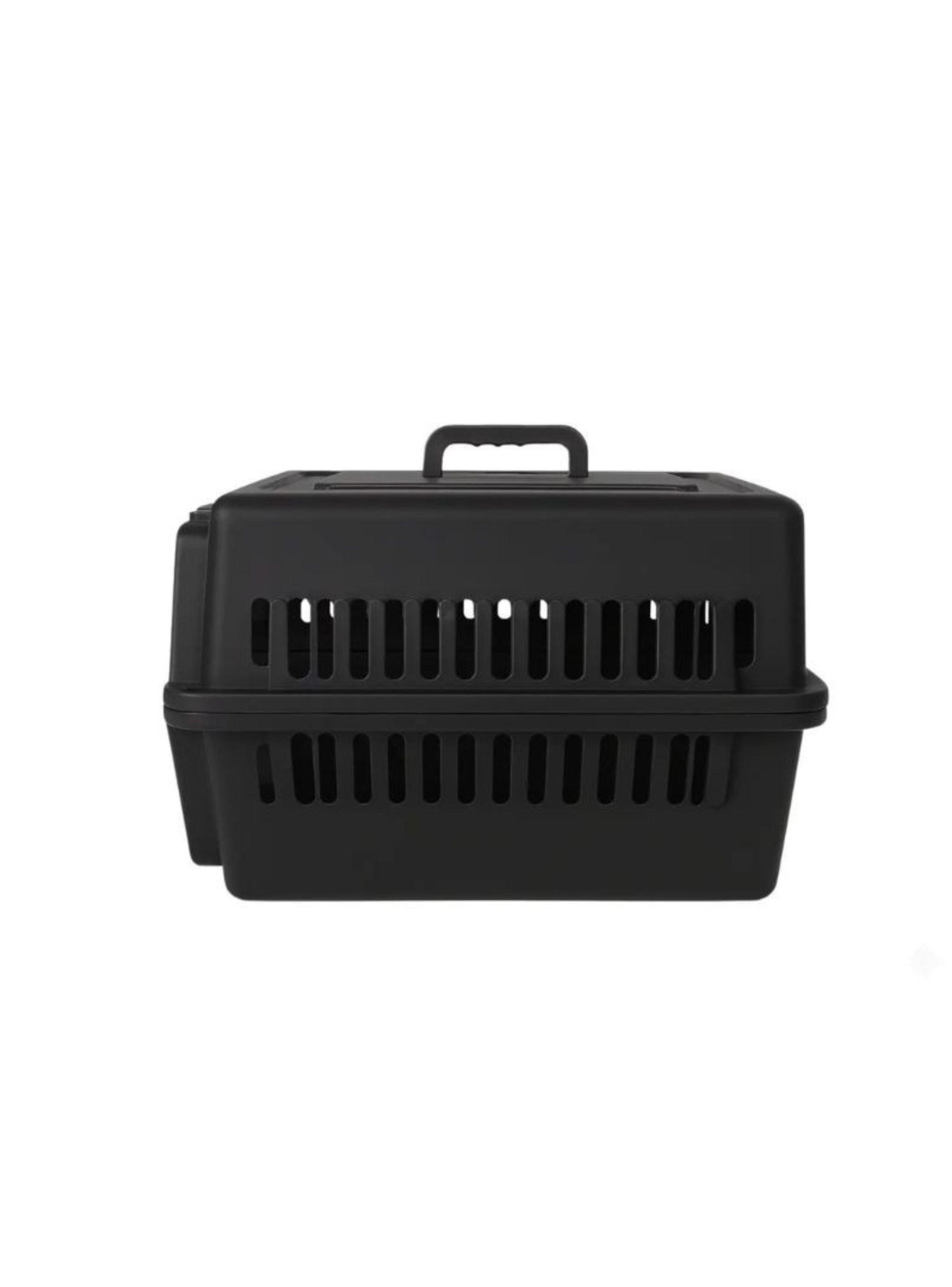 Jaula De Transporte Para Perros Gatos Caja Canil Plástico Negro-1