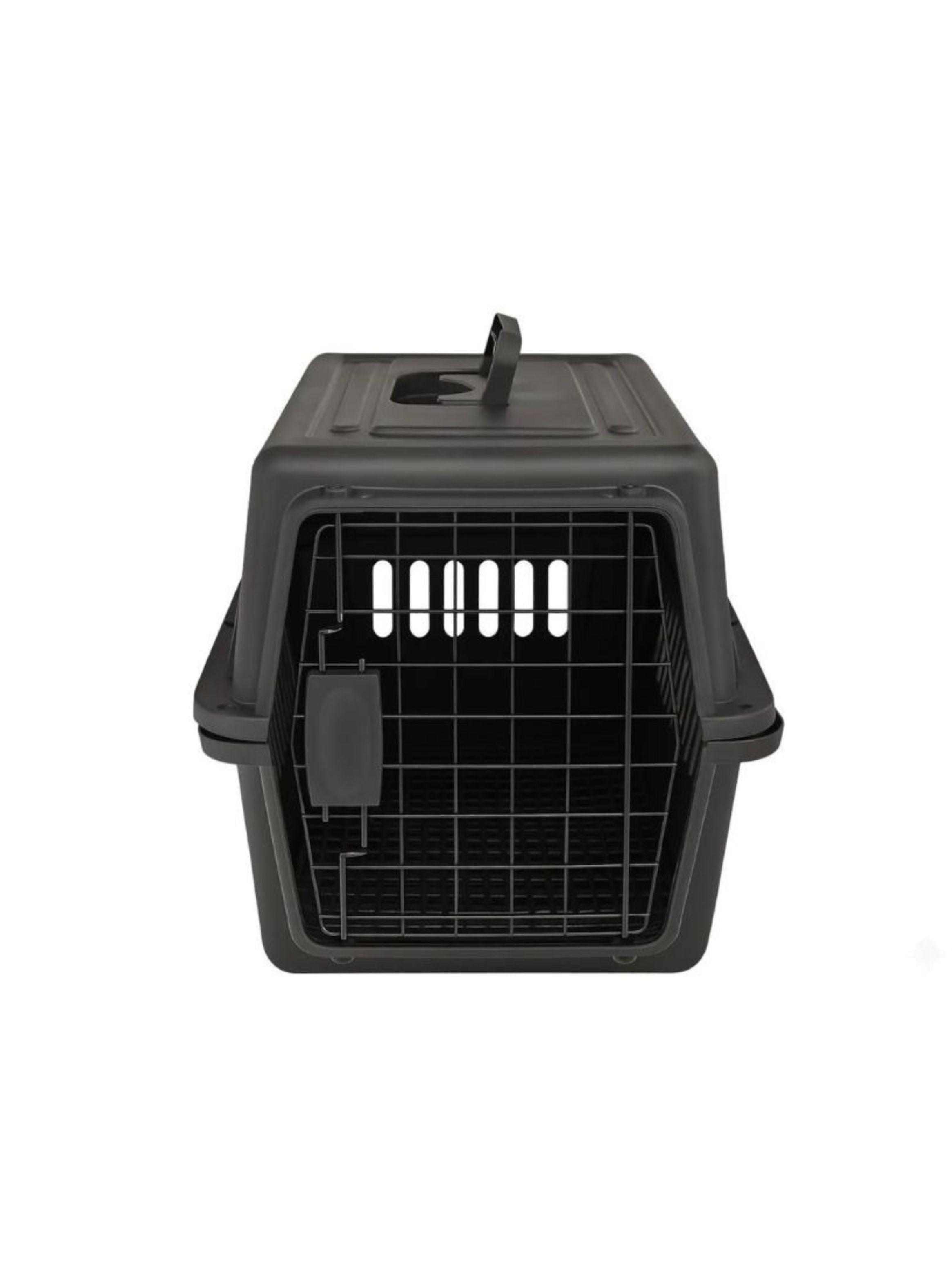 Jaula De Transporte Para Perros Gatos Caja Canil Plástico Negro-3