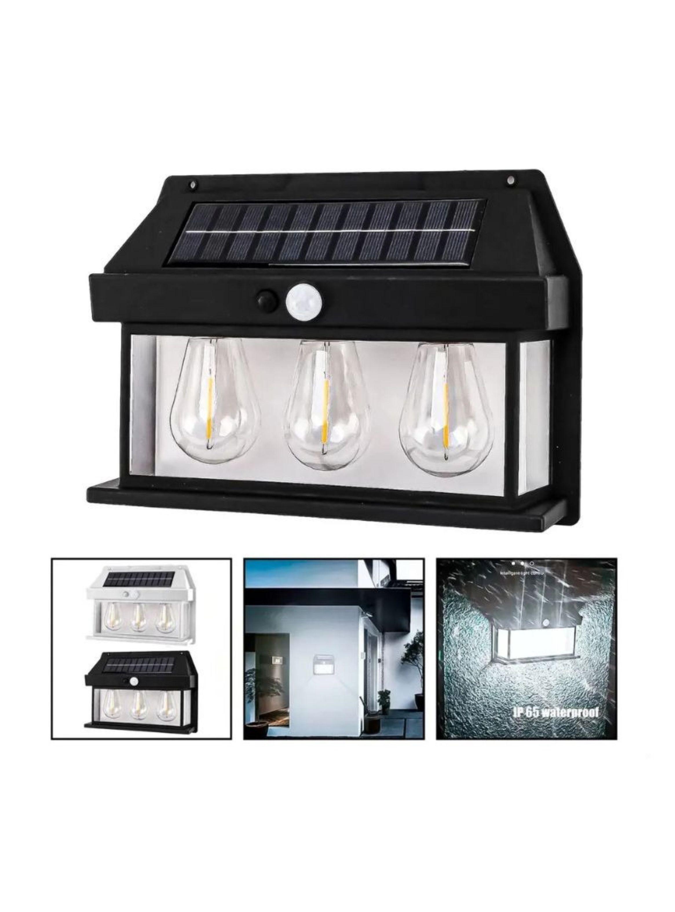 Foco Aplique Solar Pared Exterior Sensor De Movimiento-3