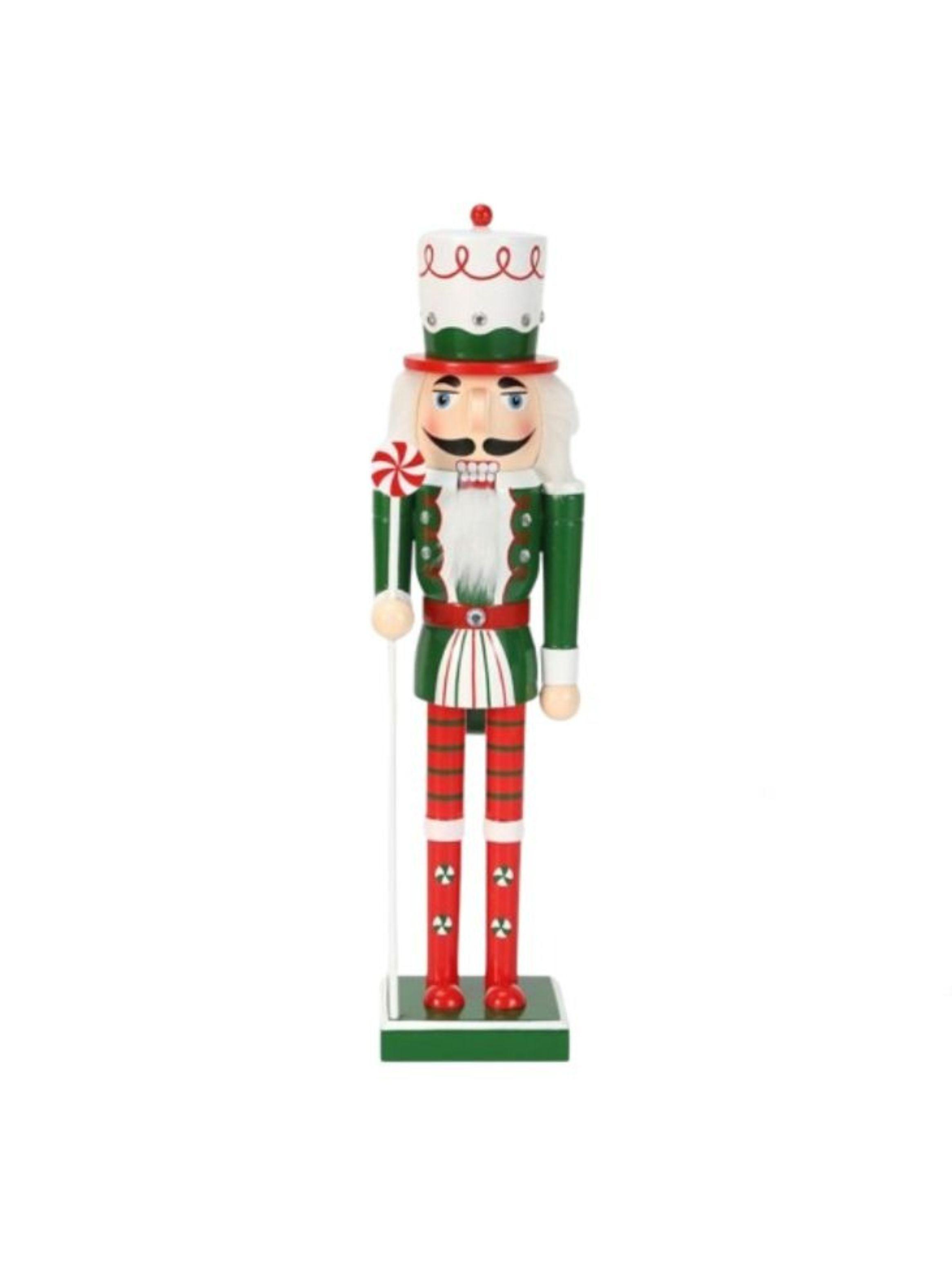 Cascanueces Navideño De Madera Diseño Bastón De Caramelo 39cm-0