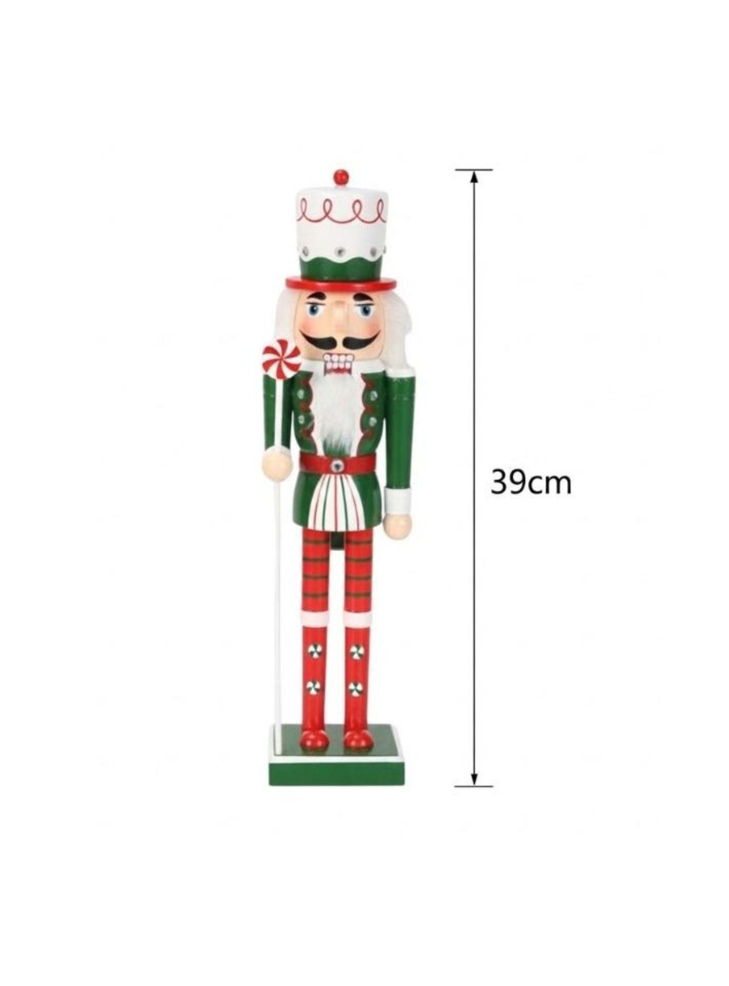 Cascanueces Navideño De Madera Diseño Bastón De Caramelo 39cm-2