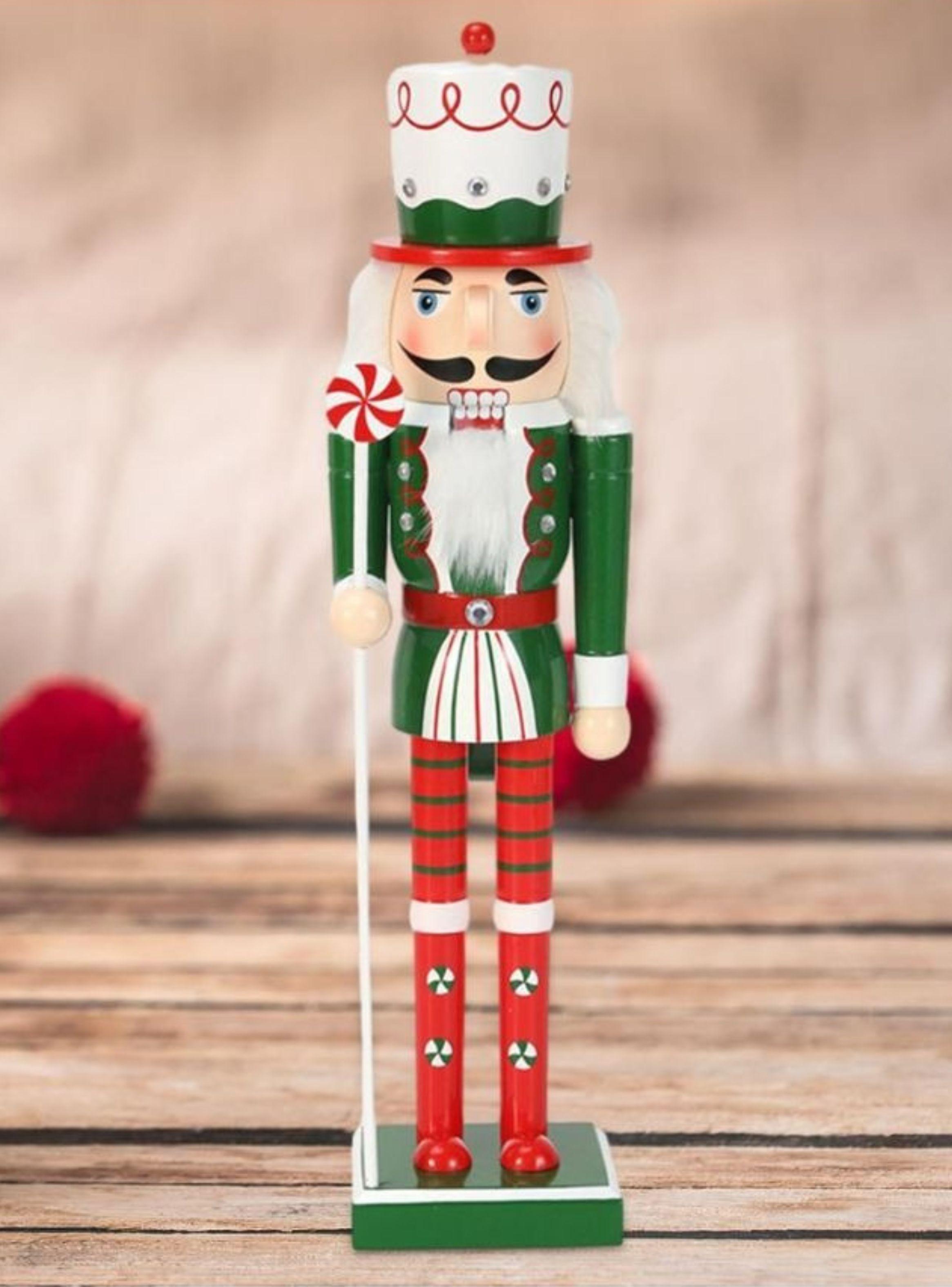 Cascanueces Navideño De Madera Diseño Bastón De Caramelo 39cm-3
