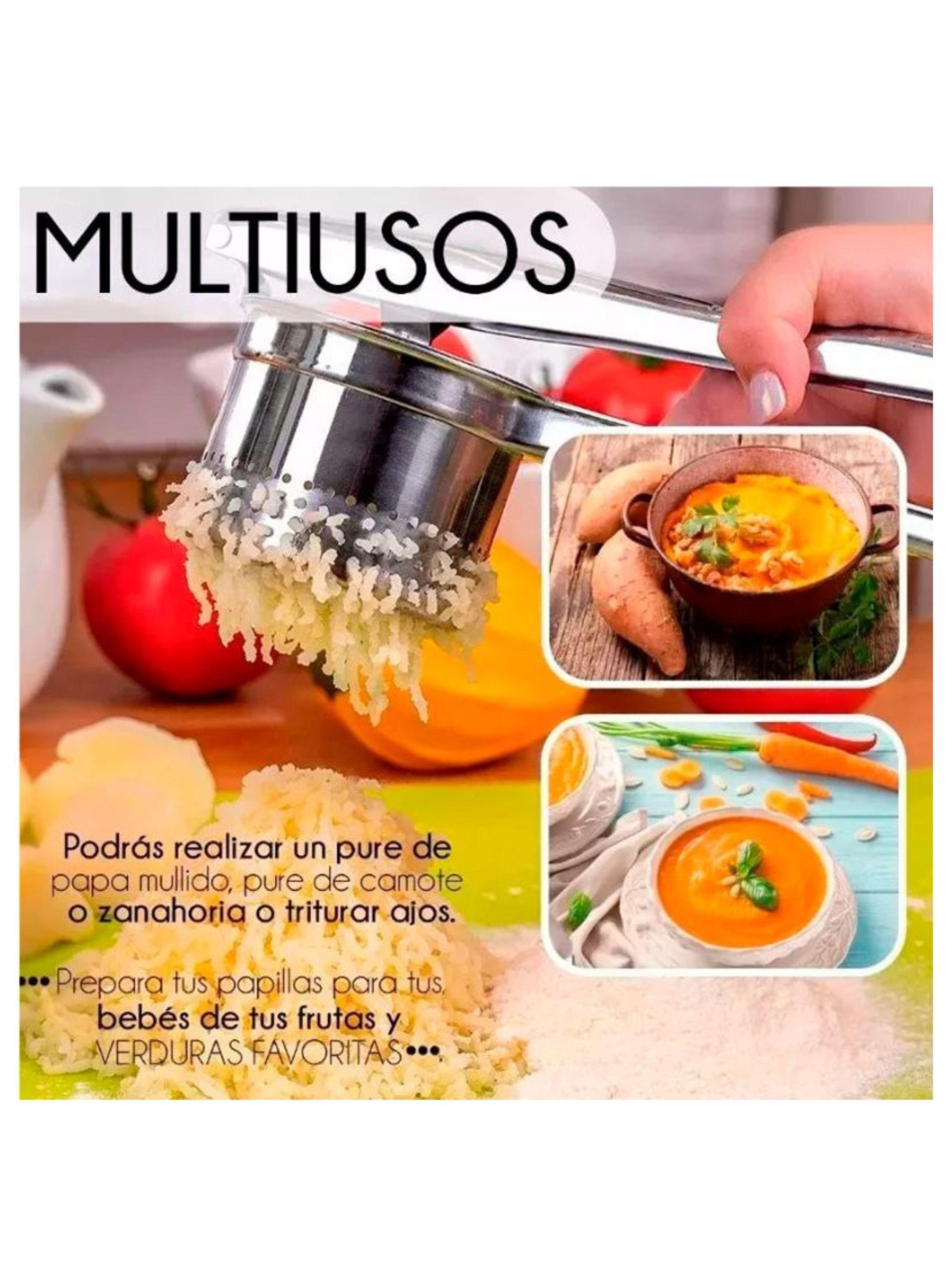 Machacador Prensa Aplastador De Papas Puré Acero Inoxidable-3