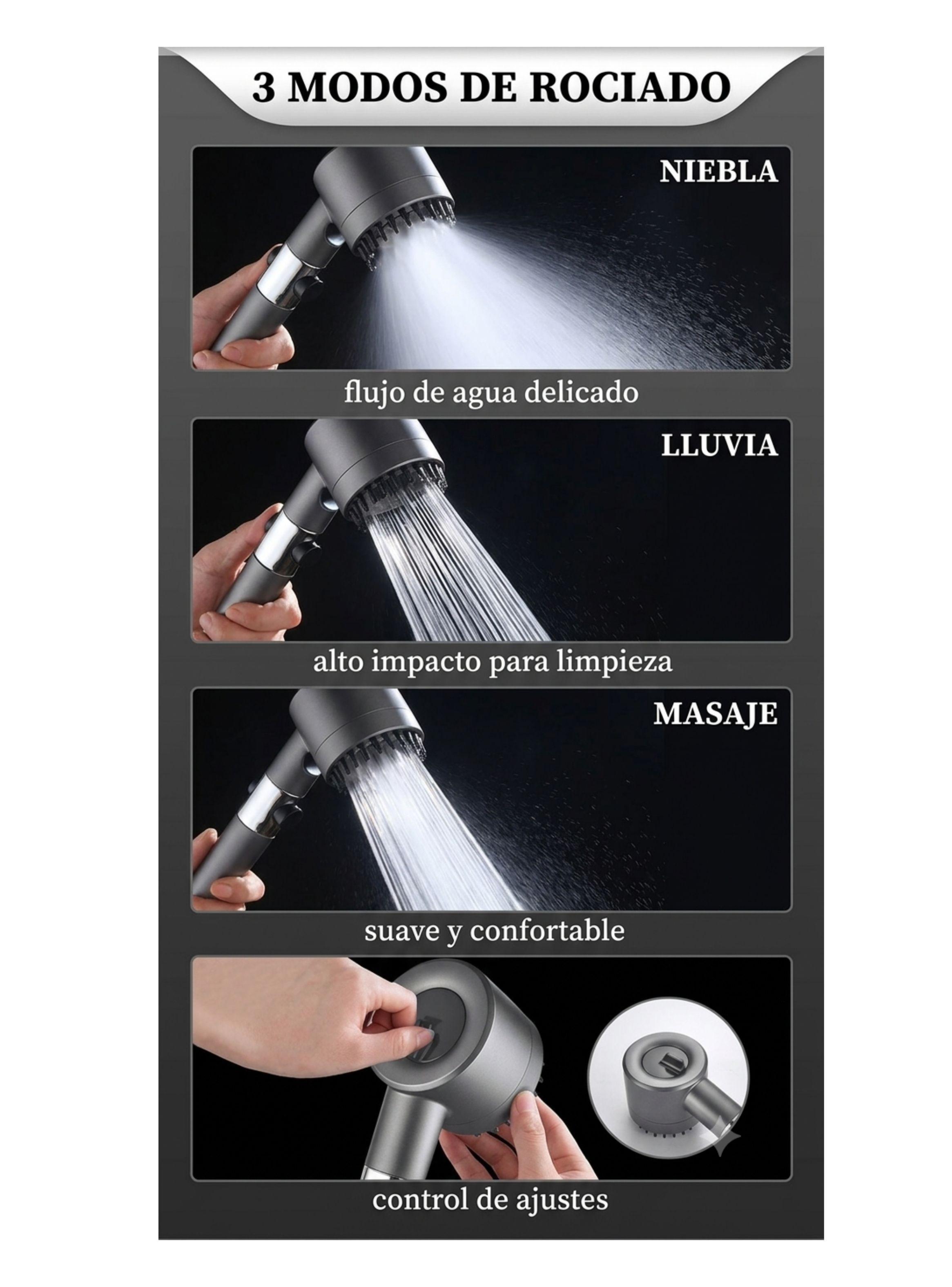  Cabezal De Ducha Turbo Filtro Masajeador Alta Presión-4