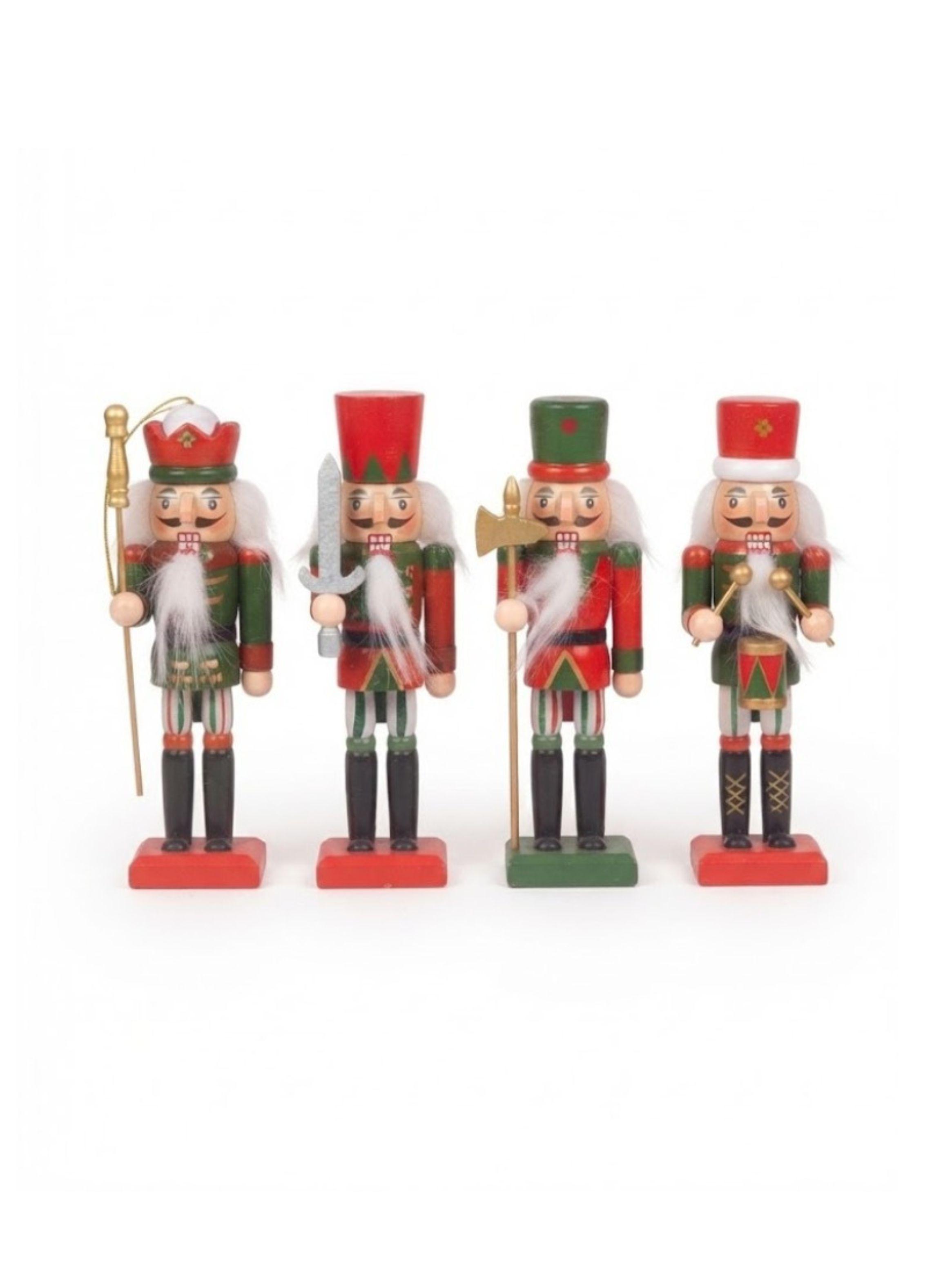 Cascanueces De Madera Set 4 Figuras Navideñas Decoración Mesa 12,5cm-0
