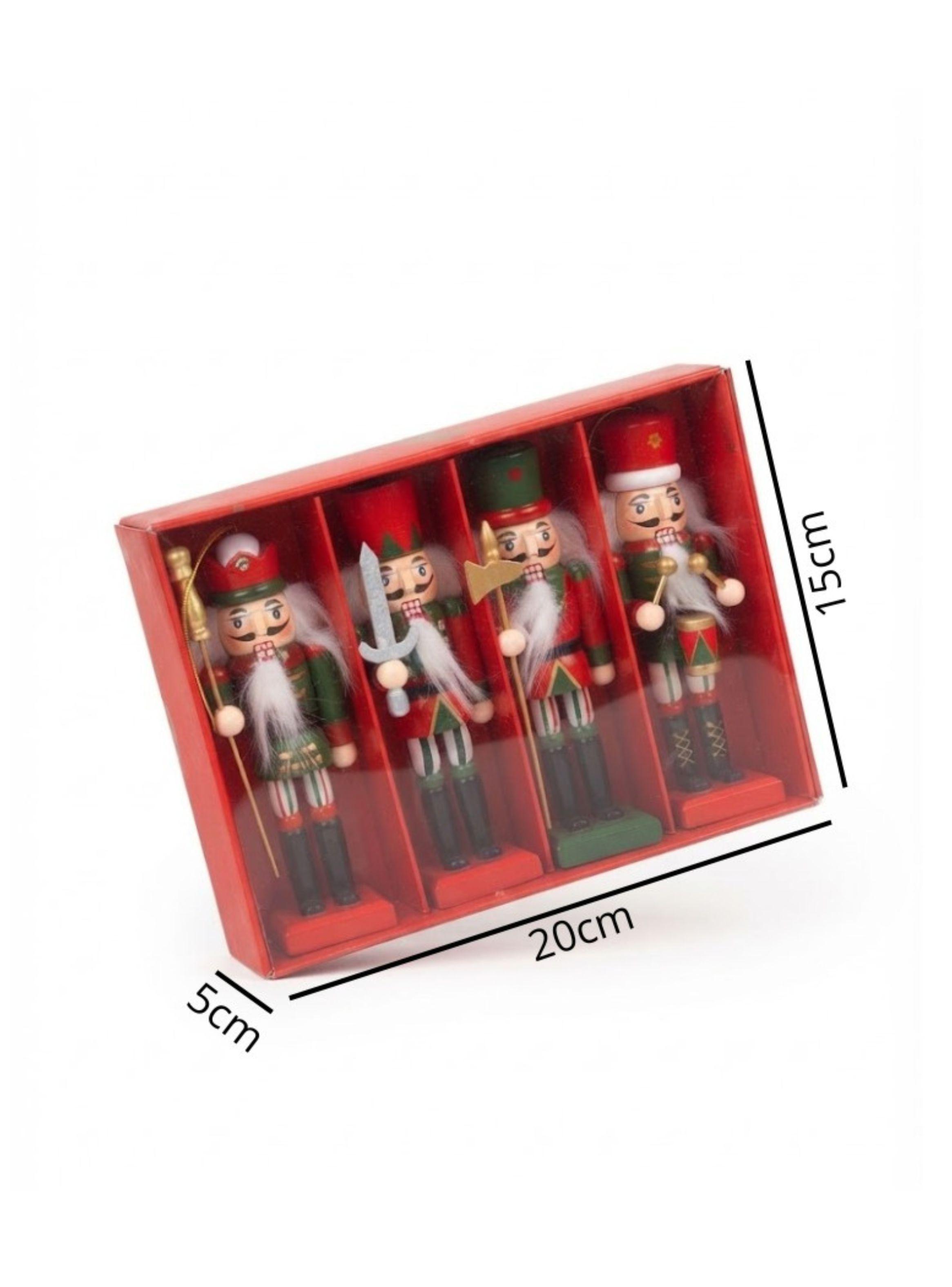 Cascanueces De Madera Set 4 Figuras Navideñas Decoración Mesa 12,5cm-1