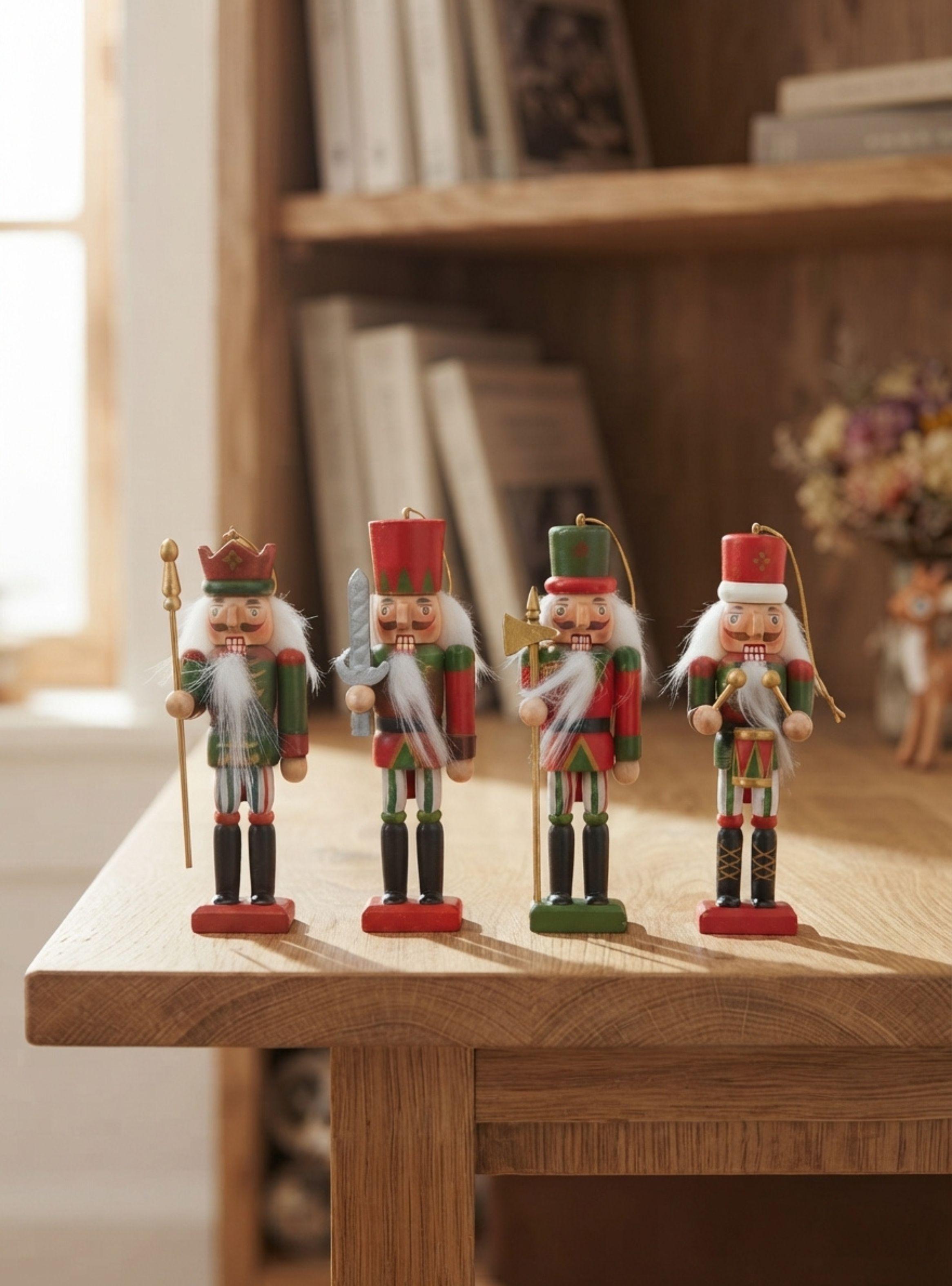 Cascanueces De Madera Set 4 Figuras Navideñas Decoración Mesa 12,5cm-2